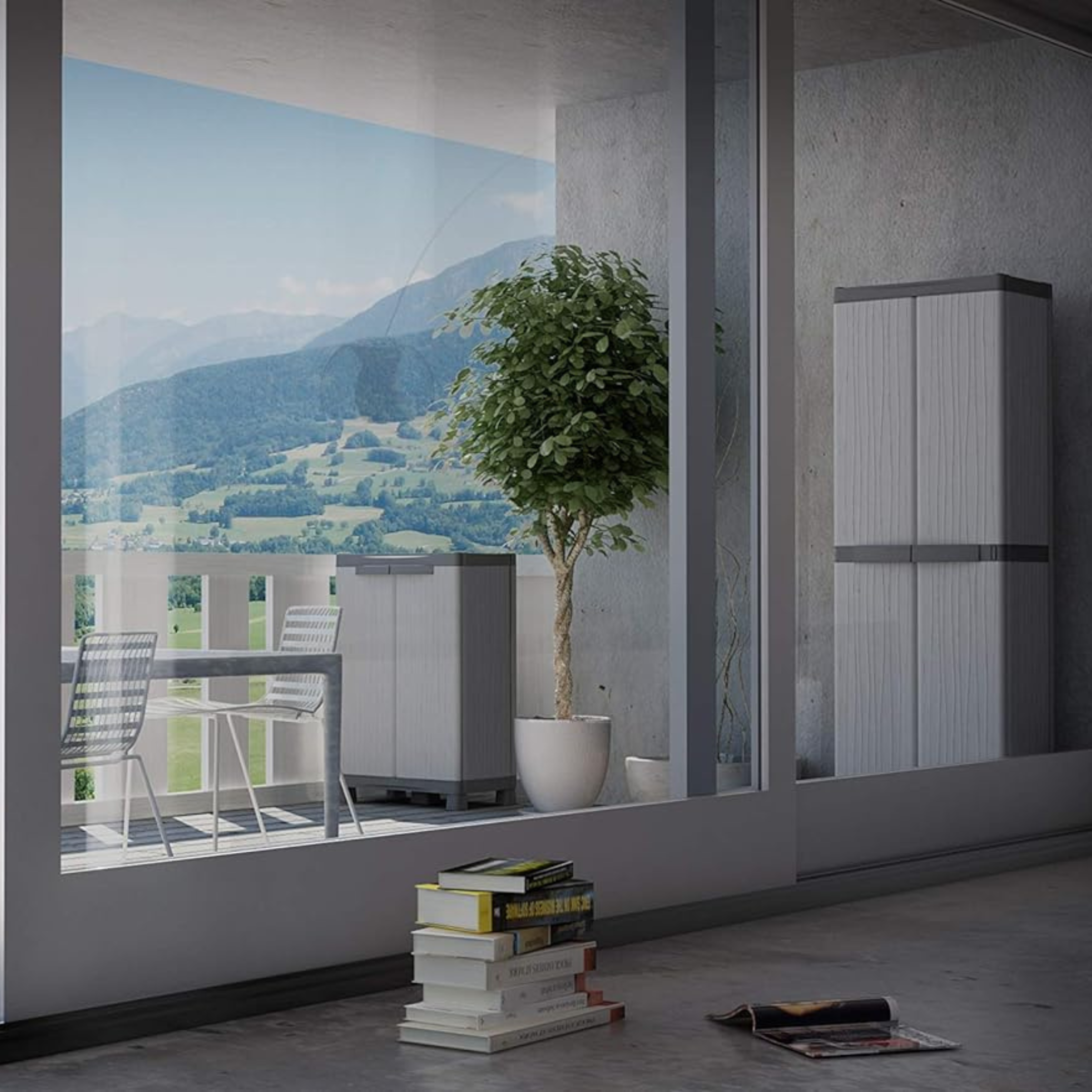 Armadio porta oggetti in plastica "Wolk" 2 ante portascope cm 74x44 181h