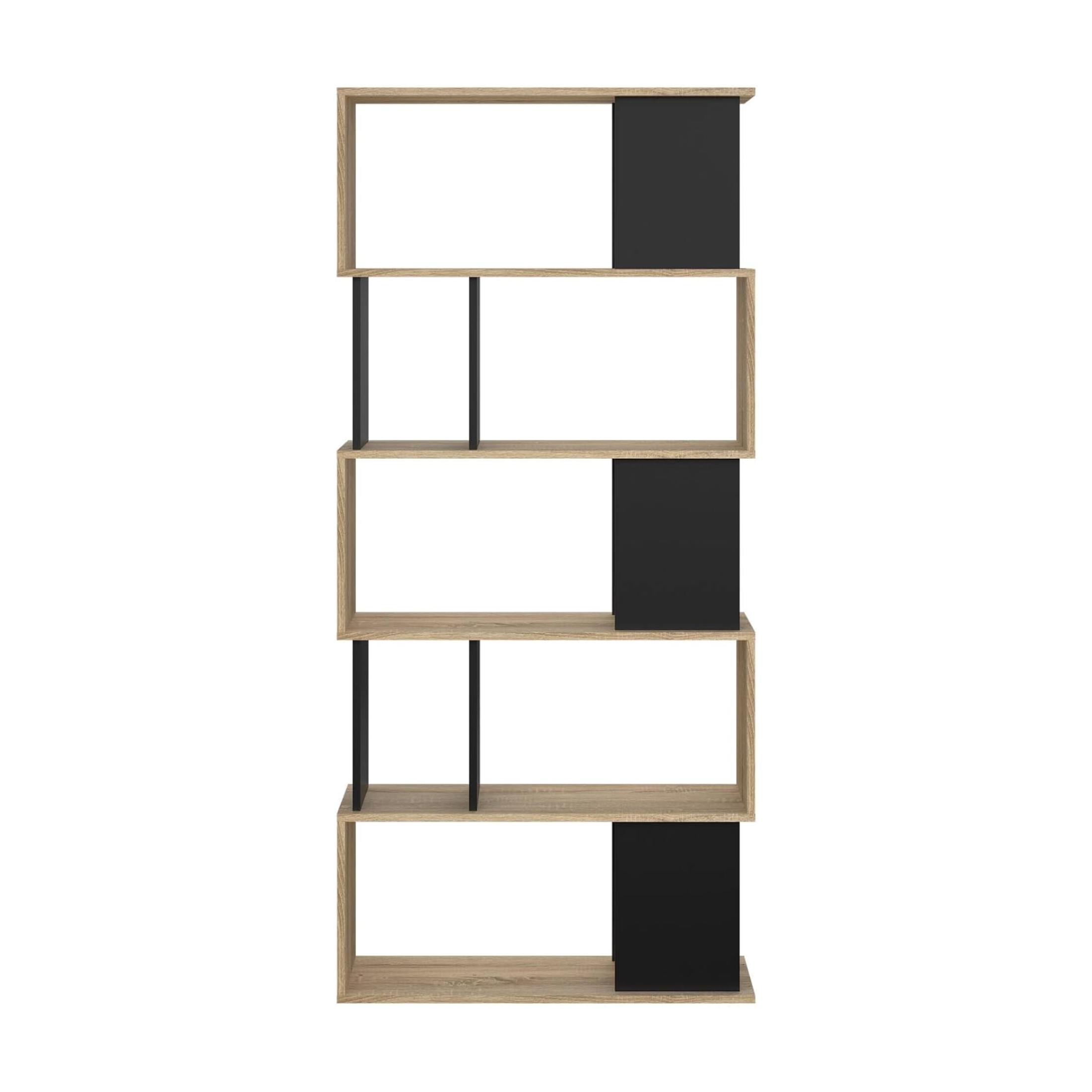 Librería alta abierta Alida con 5 estantes de madera 90x25 cm 180h