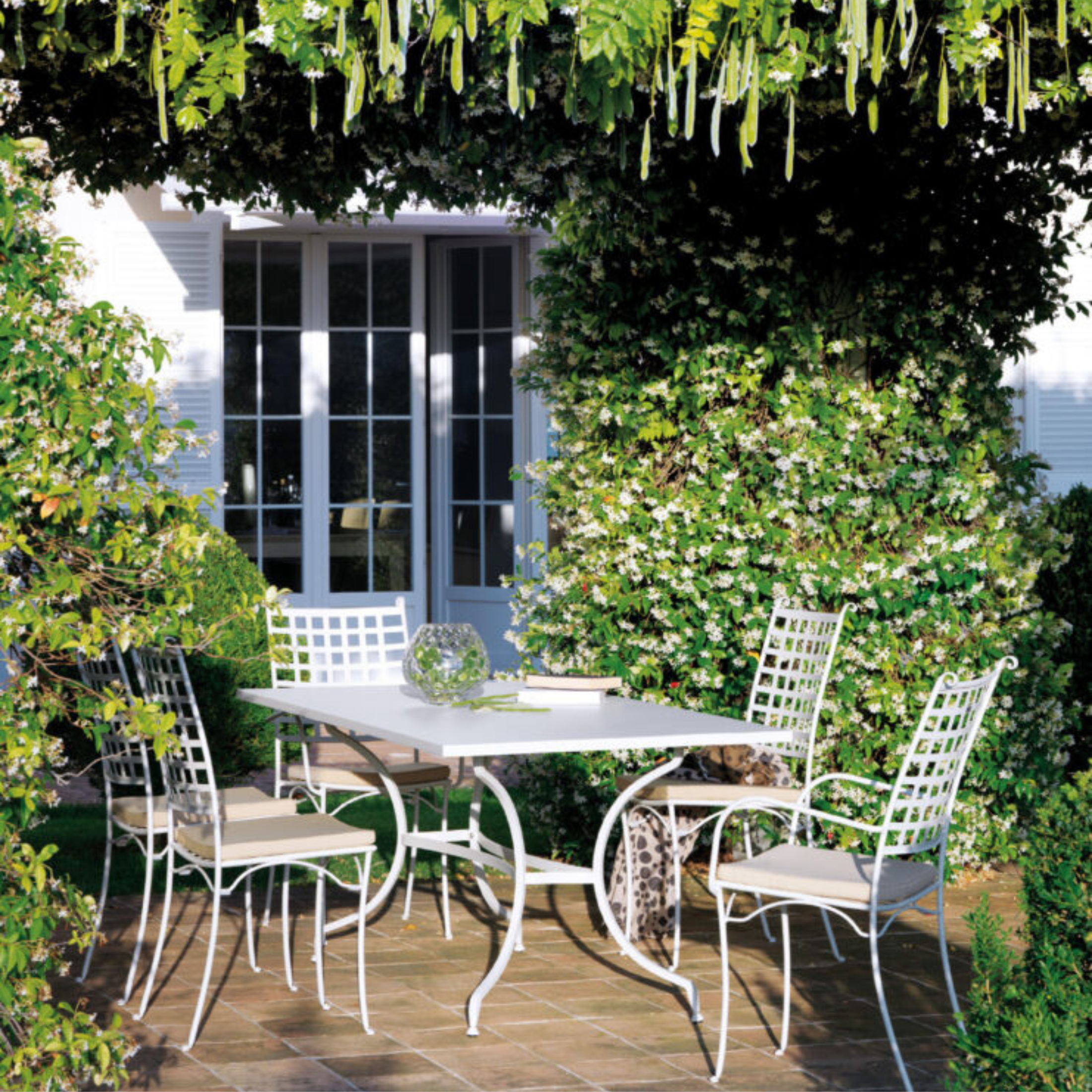 Tavolo rettangolare da pranzo in metallo zincato "Tosca" per giardino cm 180x90 75h