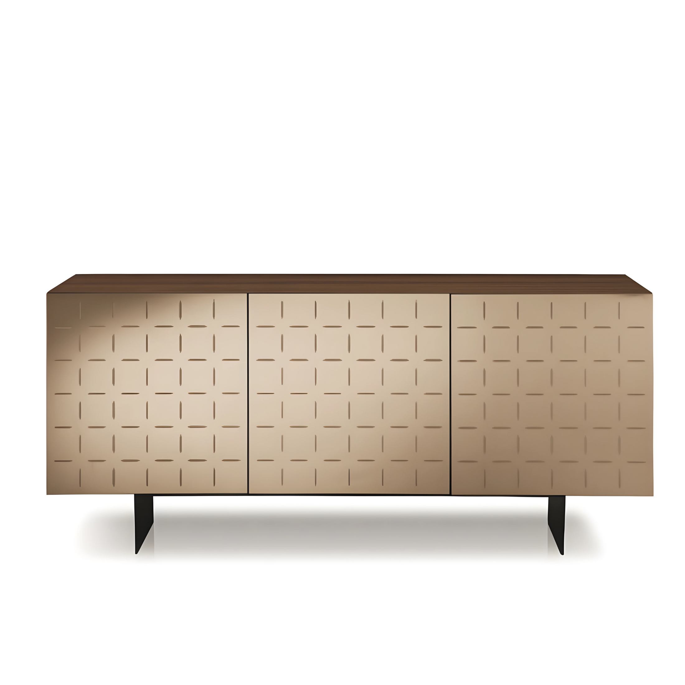 Buffet moderne 3 portes "Cassia" en mélaminé avec miroir 180x50 h80 cm