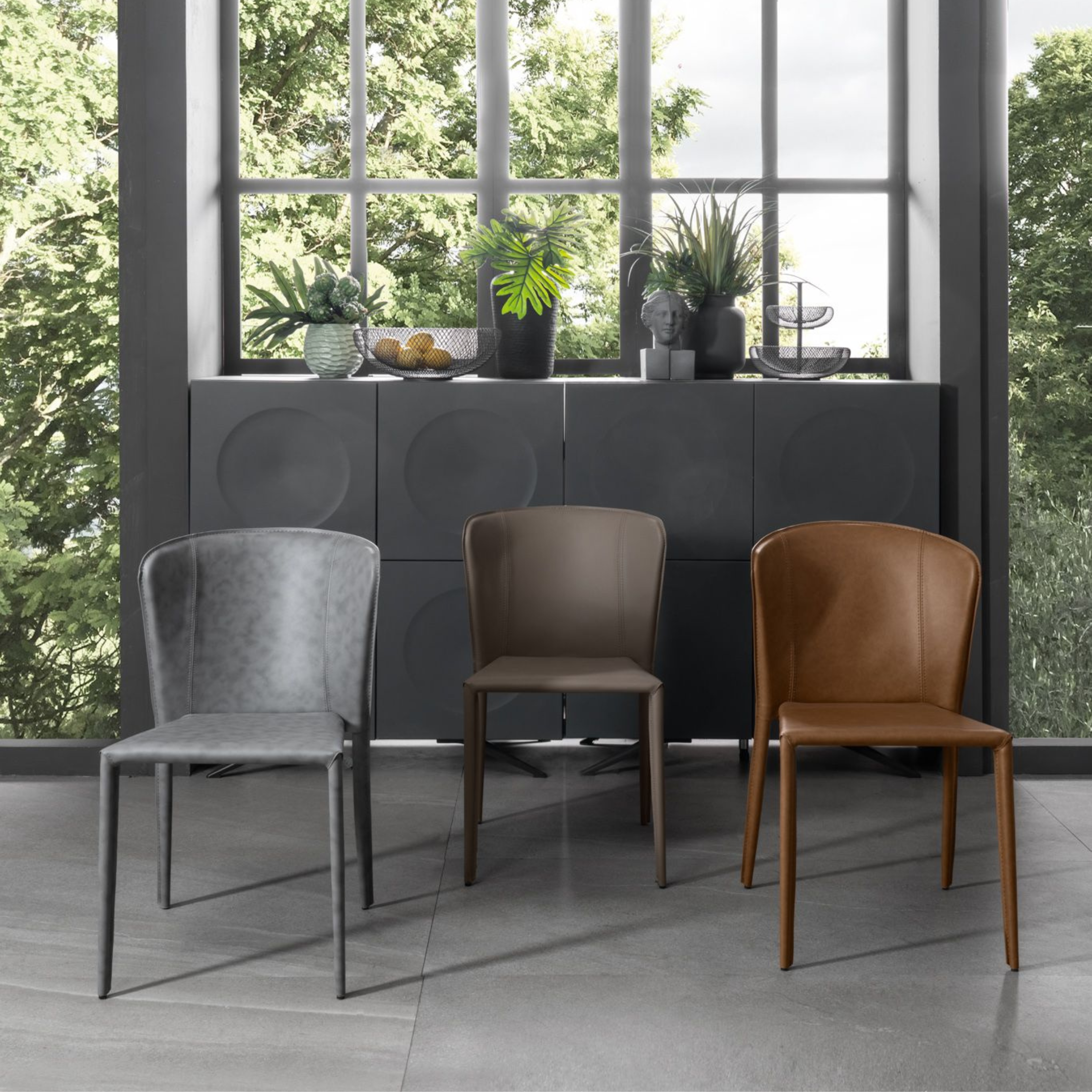 Set di sedie moderne in similcuoio "Glicine" da soggiorno eleganti cm 56x49 82h