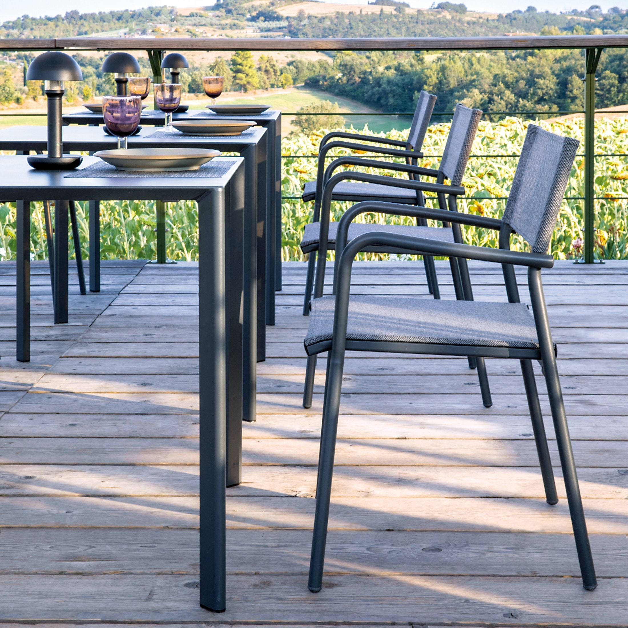 Set di sedie con seduta e schienale in telo "Emma" da giardino impilabili cm 59x56 83h