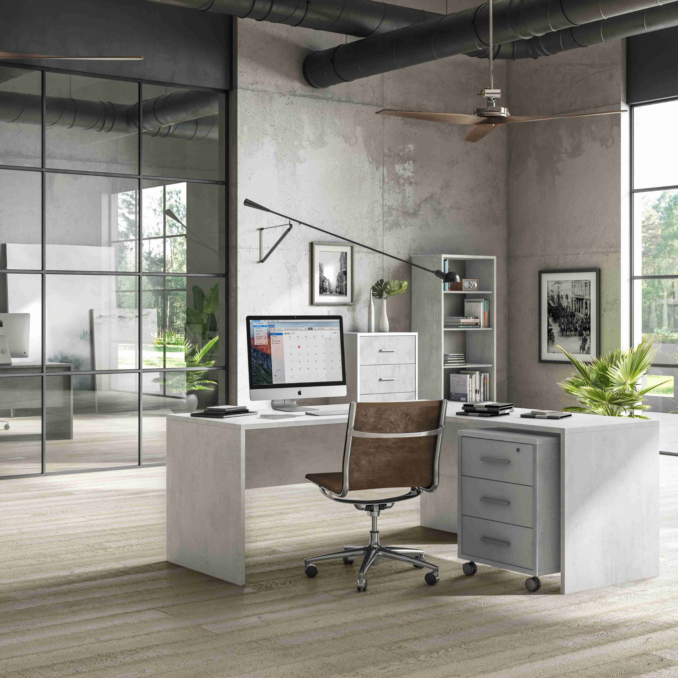 Bureau vintage "Siria" en bois 180x69 cm 76h