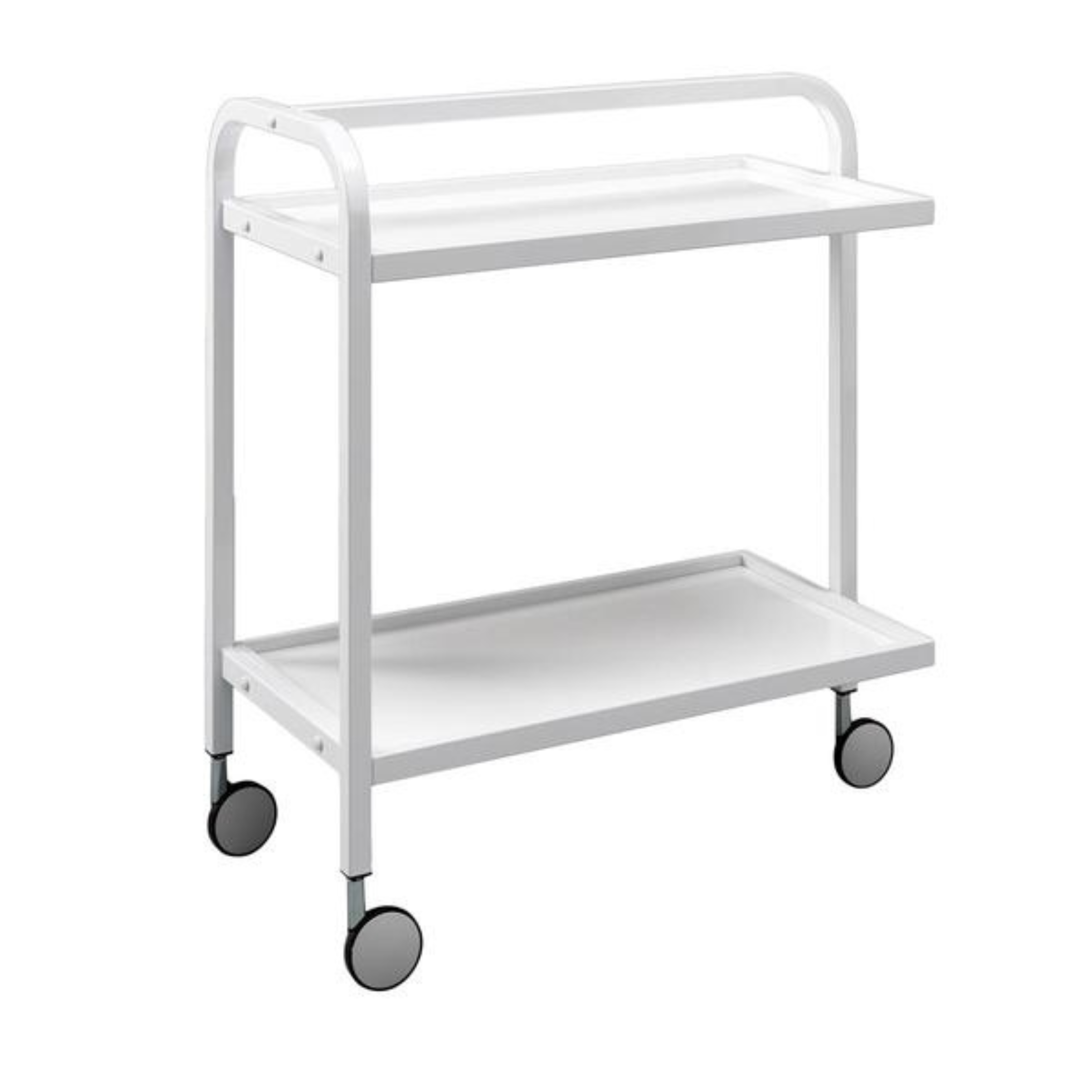 Carrello porta bevande "Riz" in metallo bianco con 2 piani cm 75x40 80h