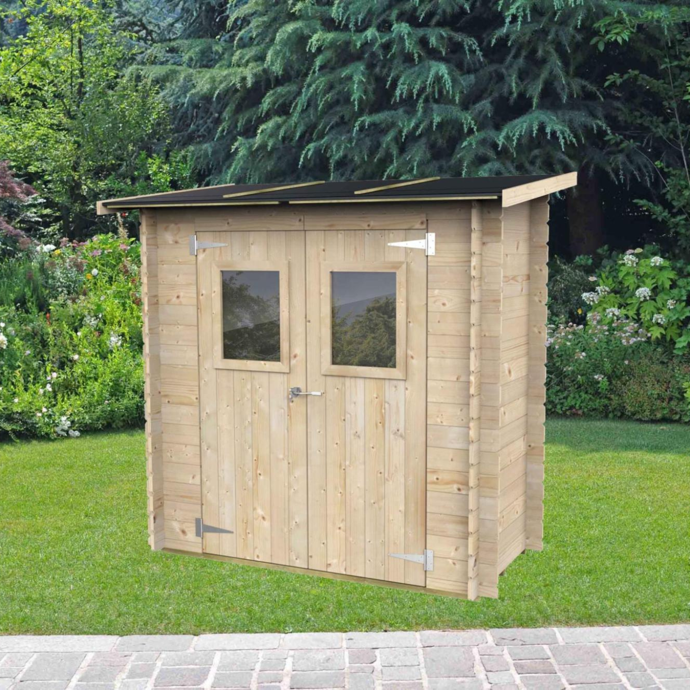Casetta in legno da giardino "Hobby" monofalda cm 198x98 197h porta doppia finestrata