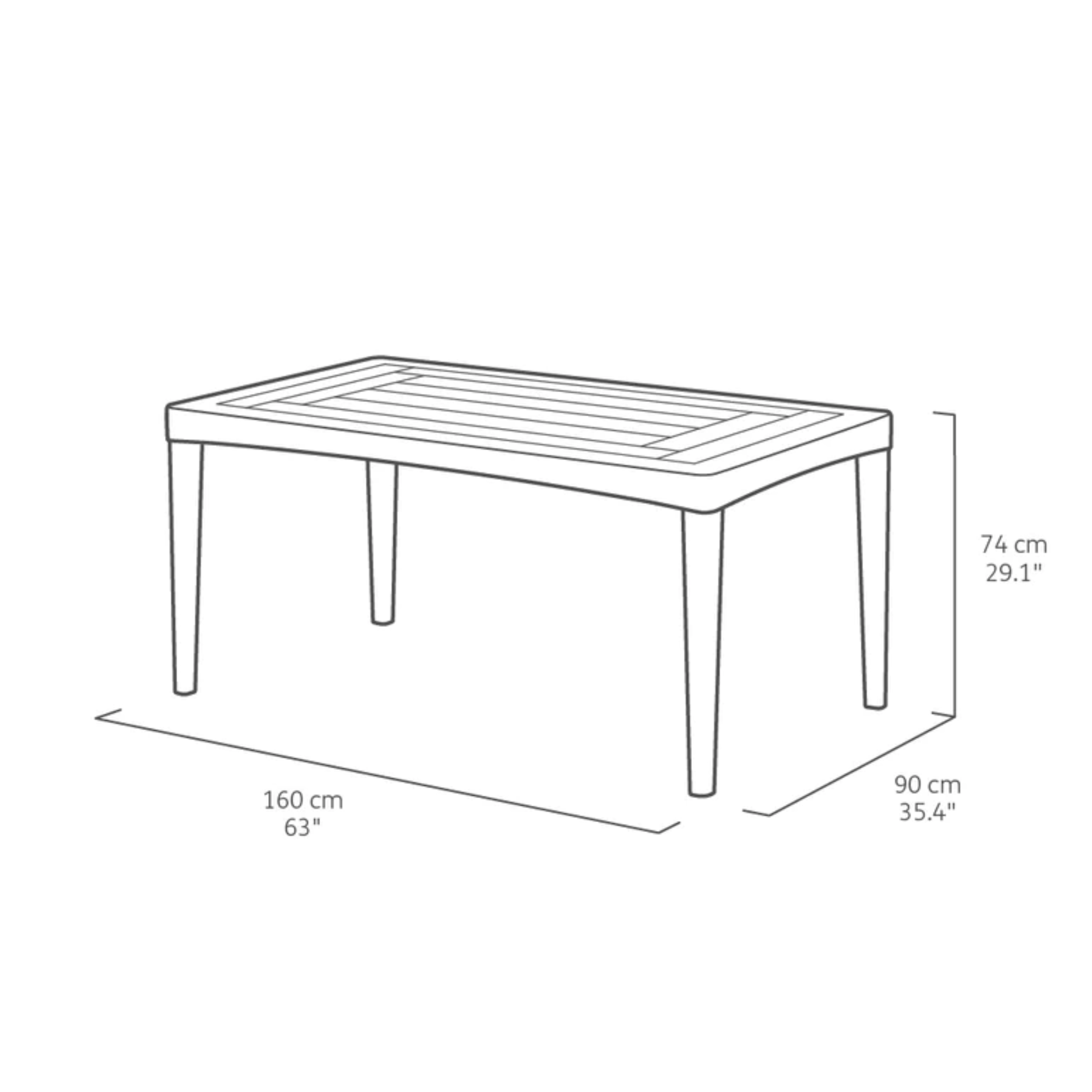 Tavolo 6 posti in resina "Giron" da giardino cm 160x90 74h