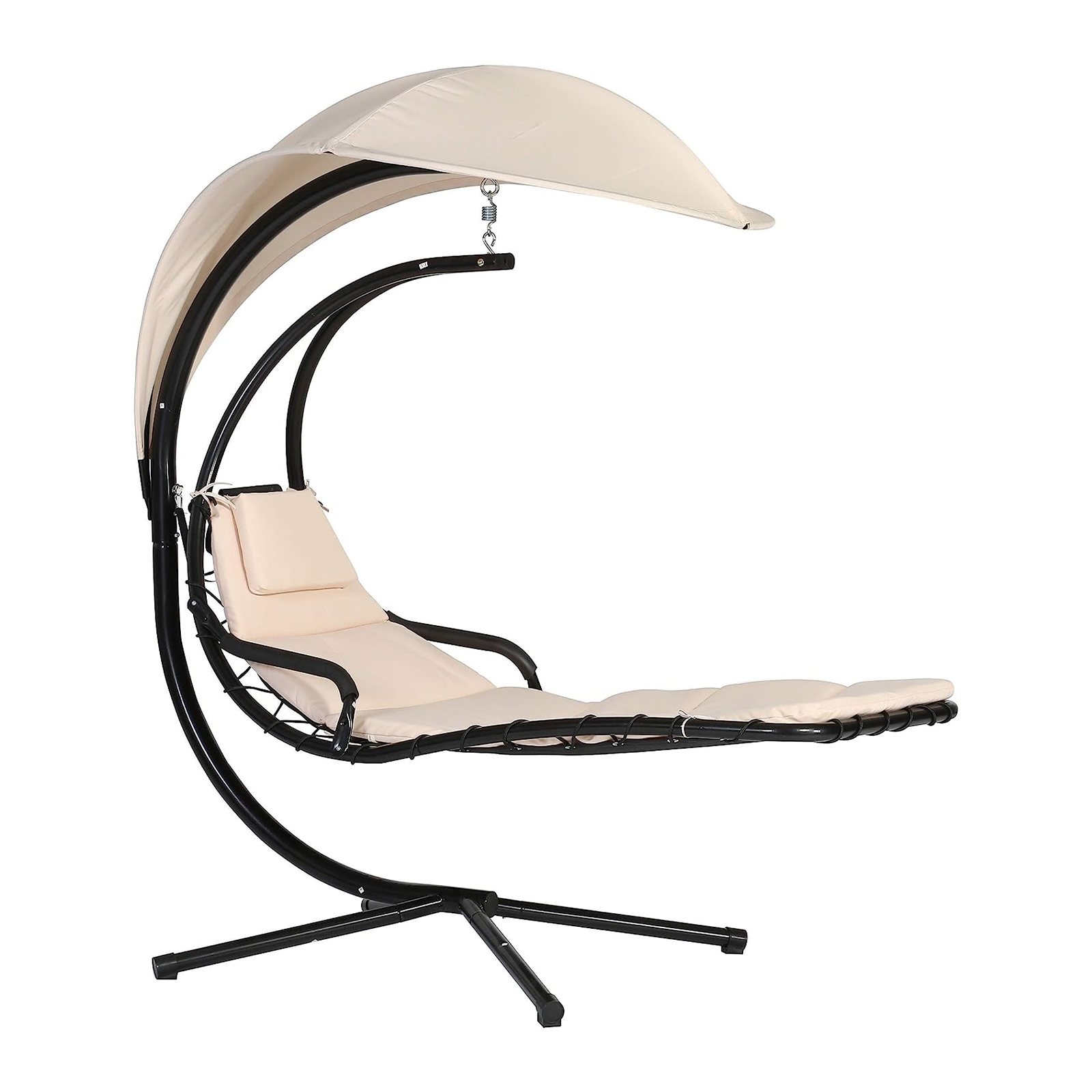 Lit à bascule suspendu en acier avec coussin et baldaquin 197x104 cm 200h