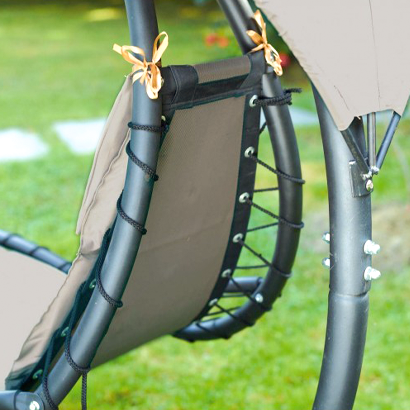 Lettino dondolo da giardino "Ground" in acciaio con cuscino e tettuccio cm 197x104 200h