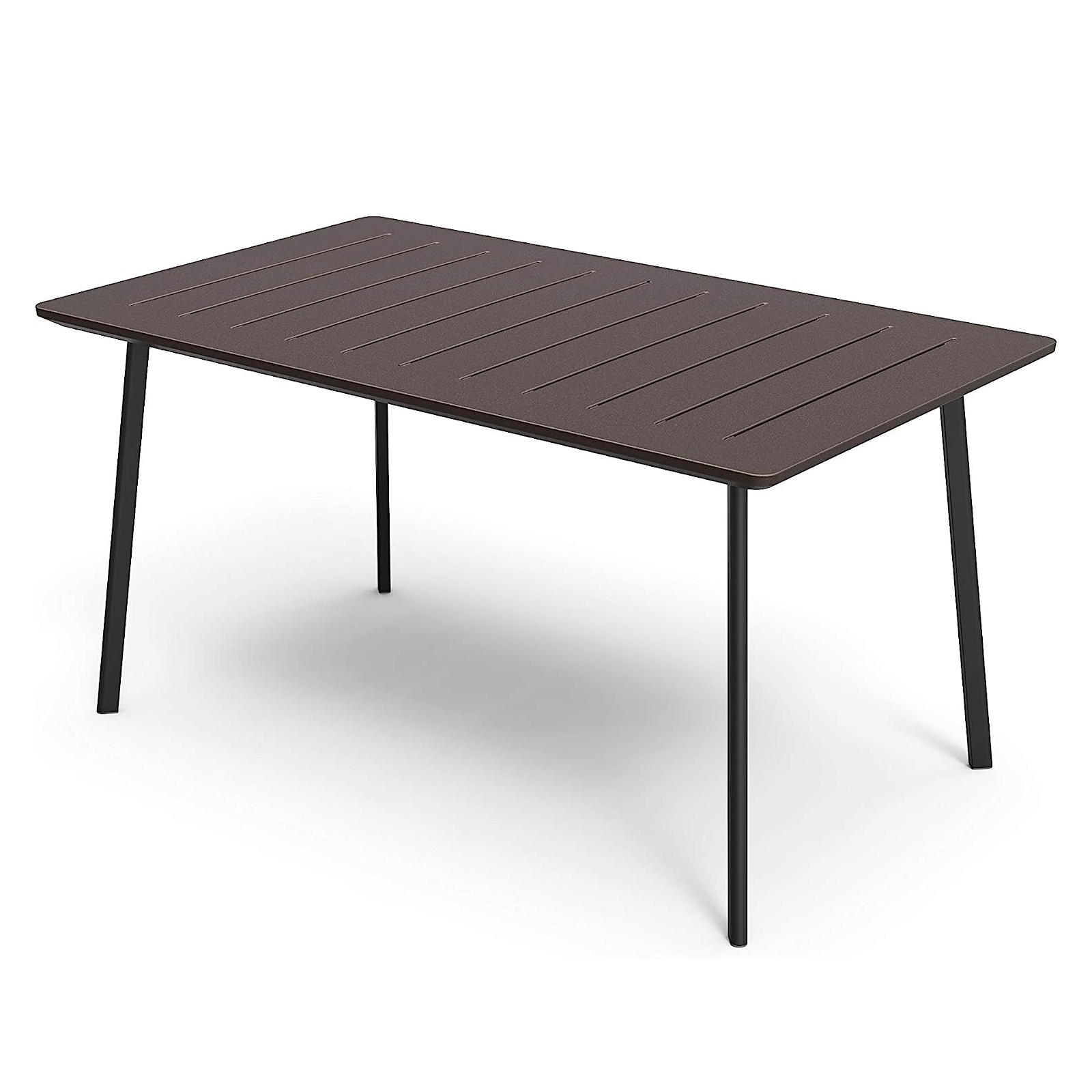 Tavolo da pranzo in resina "Cast Iron" piano effetto ghisa per giardino cm 150x90 74h