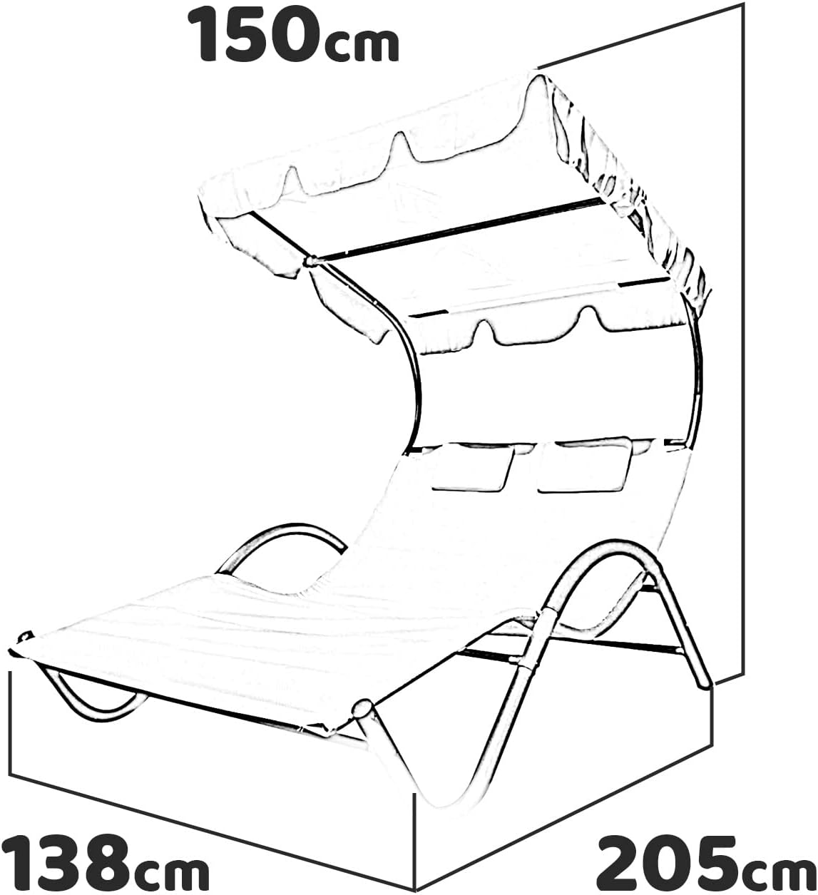 Tumbona doble "Garden Sun" de acero regulable 205x138 cm 150h