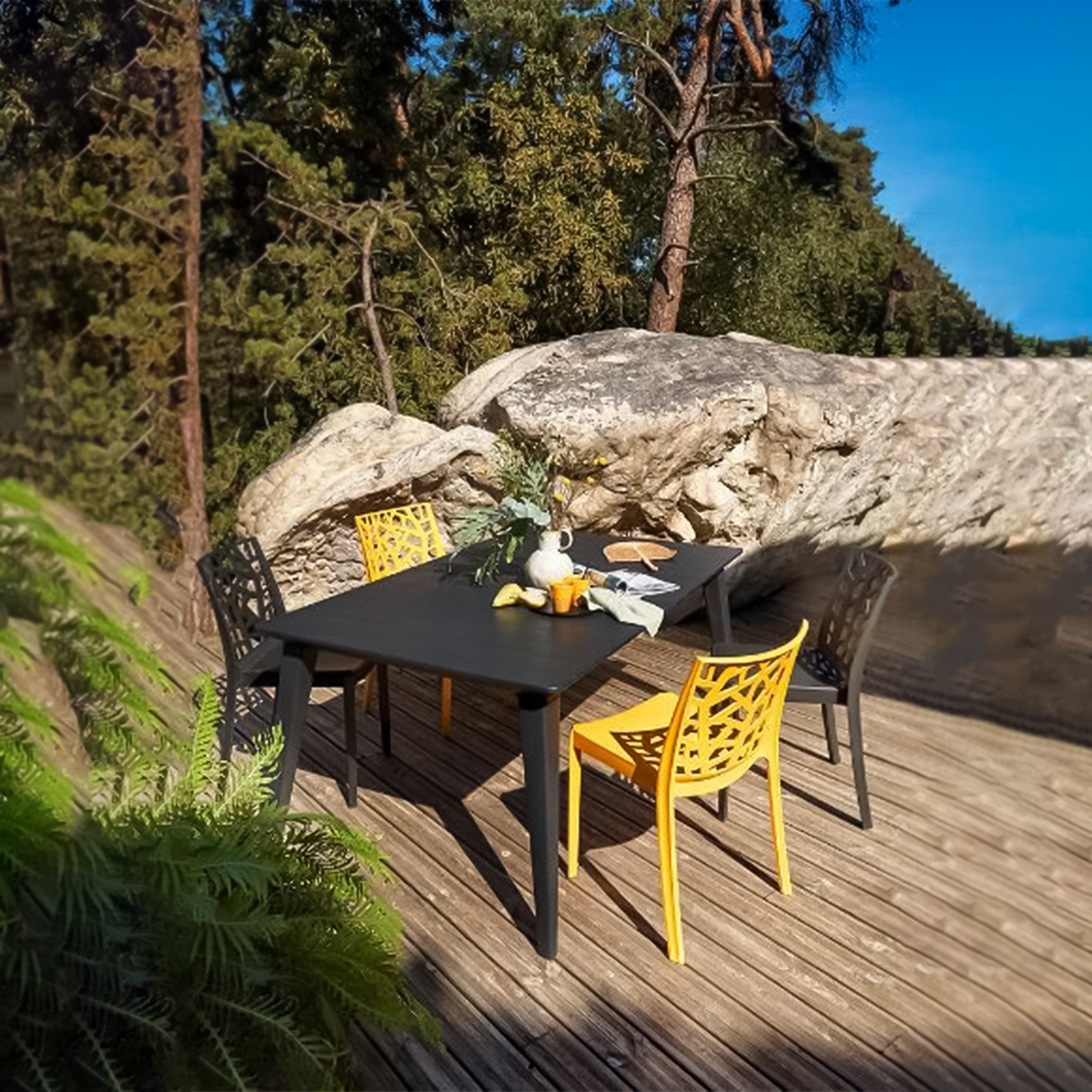 4pcs Chaise de jardin empilable "Matrix" en polypropylène résistant 47x55 cm 82h