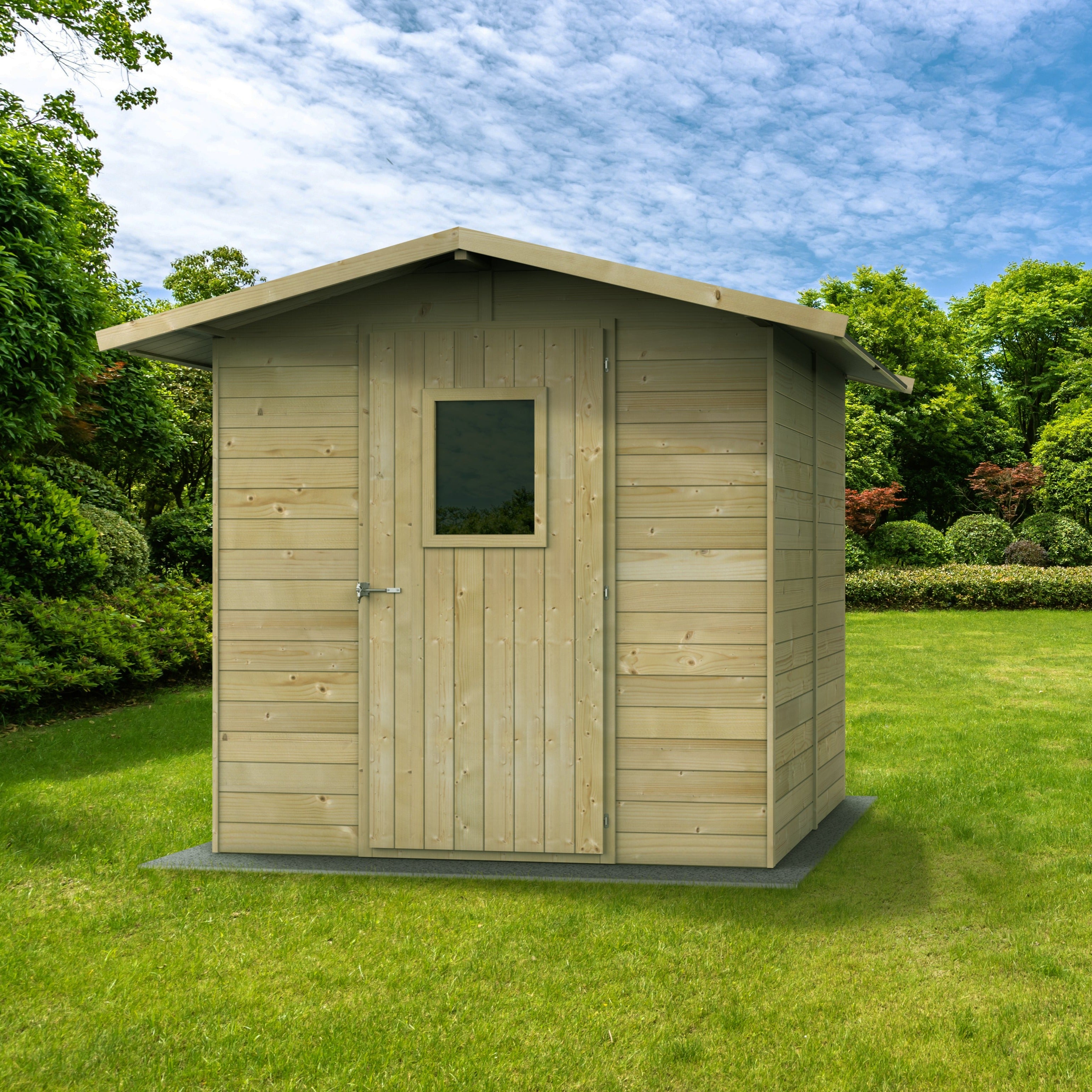 Abri de jardin en bois "Vaniglia" simple porte avec fenêtre PEFC 200x200 cm 214h