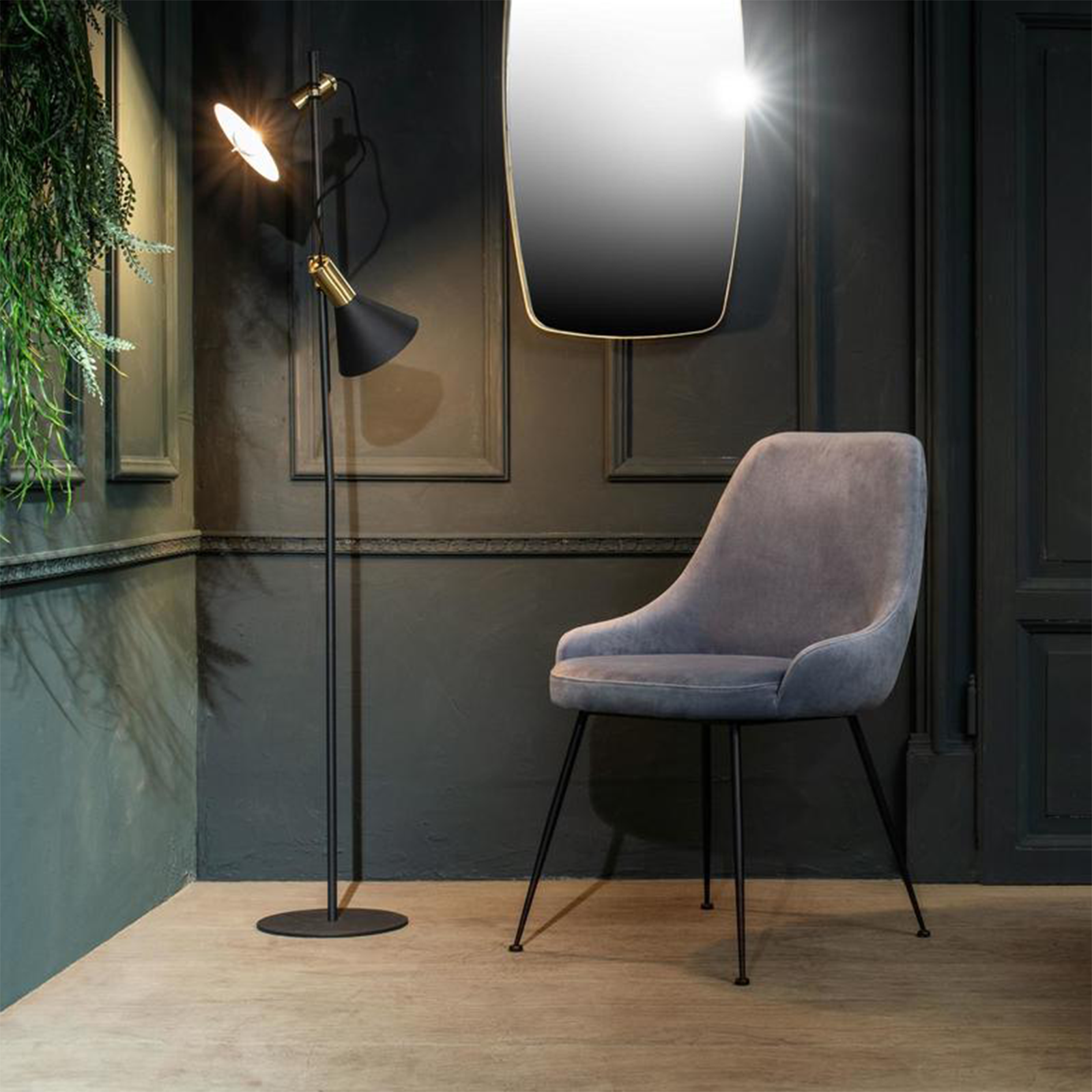 Sedia moderna imbottita "Alyssa" effetto velluto cm 49,5x48,5 80h