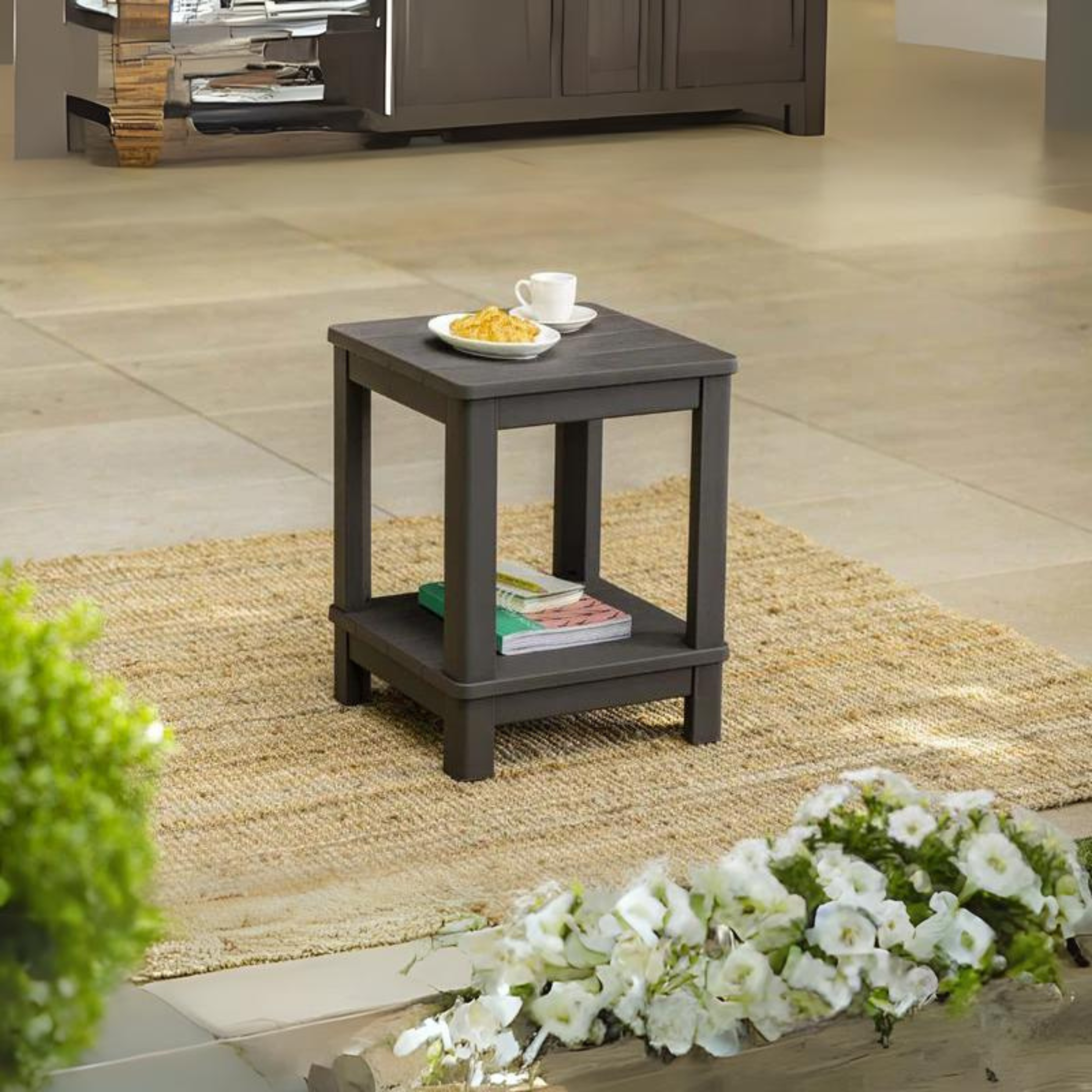 Table basse de jardin "Deluxe" en résine 40,5x40,5 cm 52h