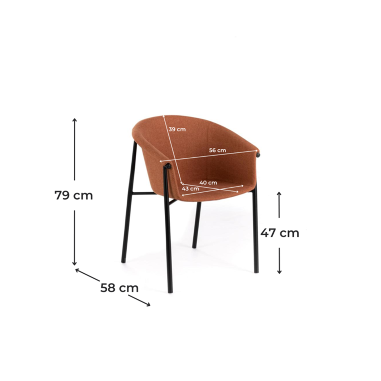 Chaise en tissu "Nari", élégant fauteuil moderne 56x58 79h cm