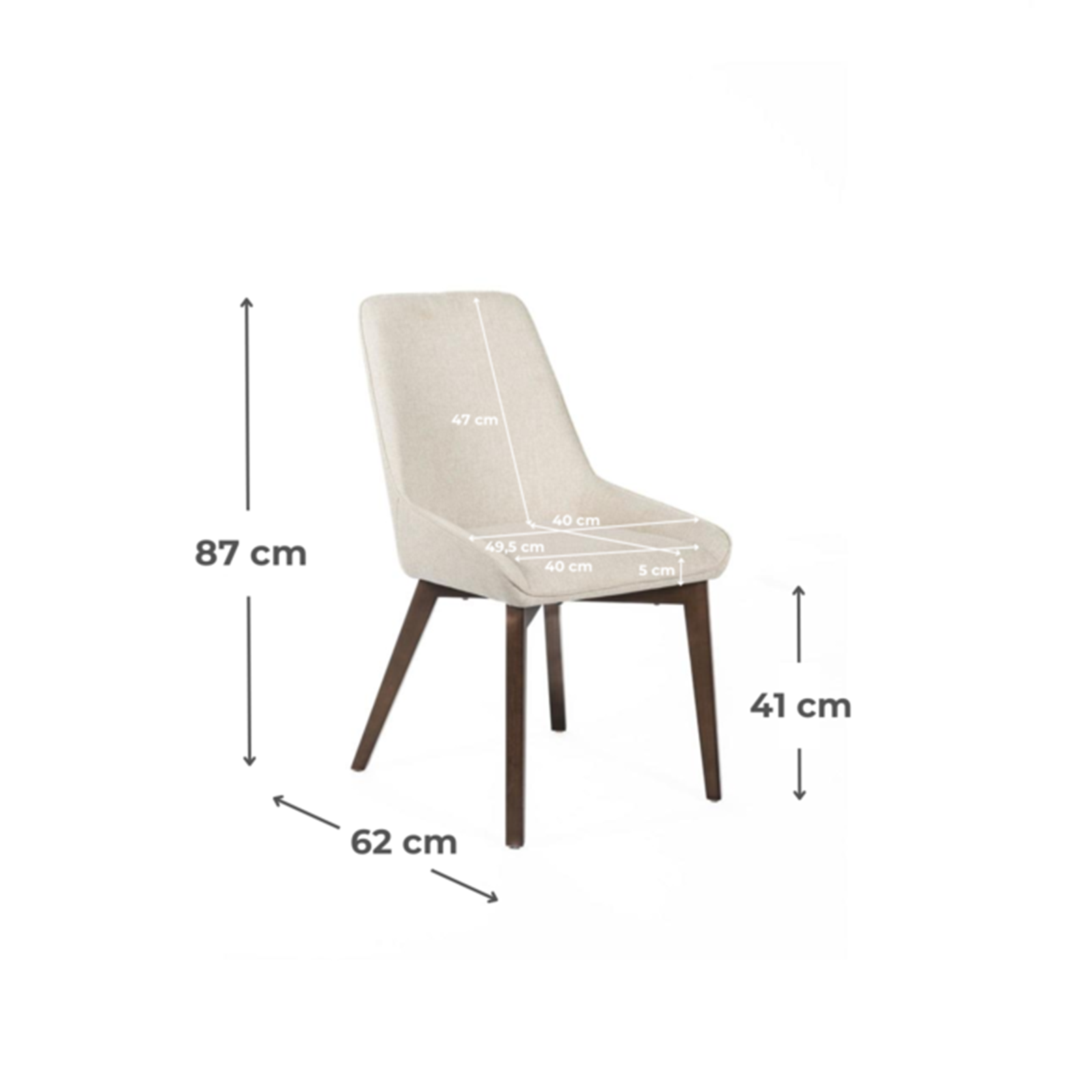 Set di sedie imbottite "Orchidea" da soggiorno moderne in tessuto cm 49,5x62 87h