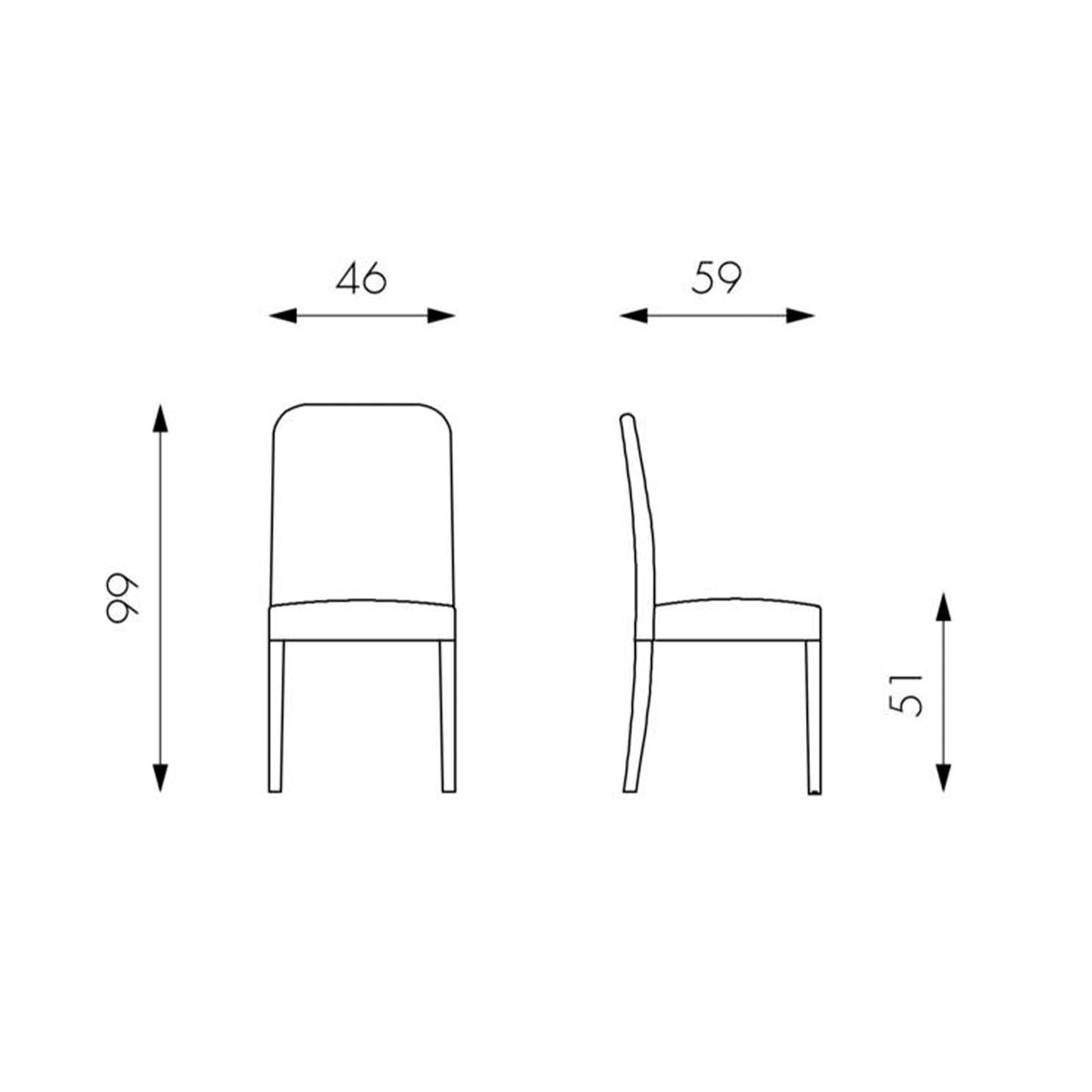 Chaise moderne rembourrée "Anita" en simili cuir 46x59 99h cm