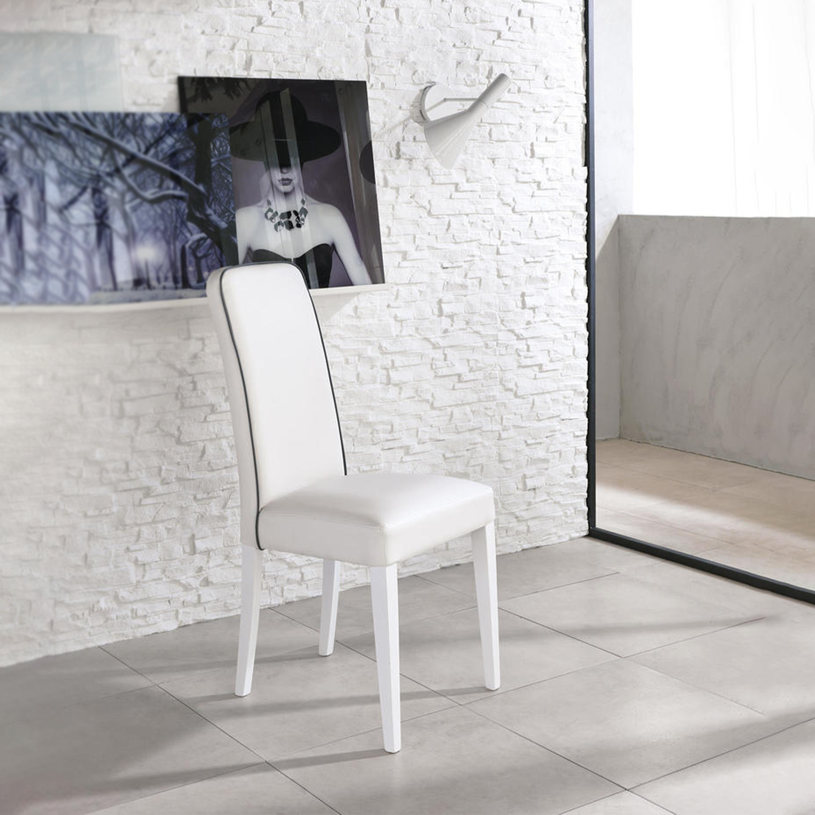 Chaise moderne rembourrée "Anita" en simili cuir 46x59 99h cm