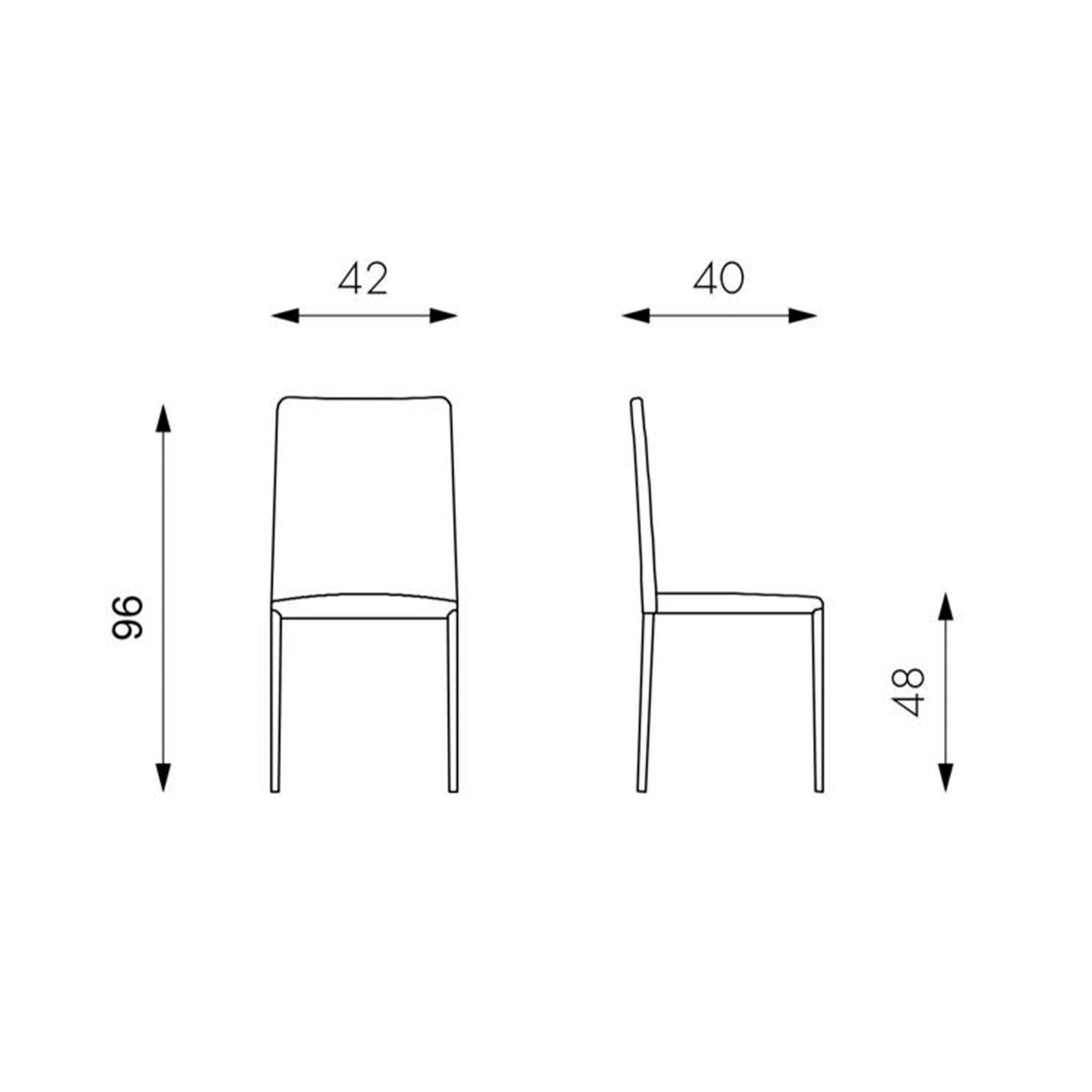 Set di sedie imbottite "Lavanda" moderne in similpelle da soggiorno impilabili cm 42x40 96h
