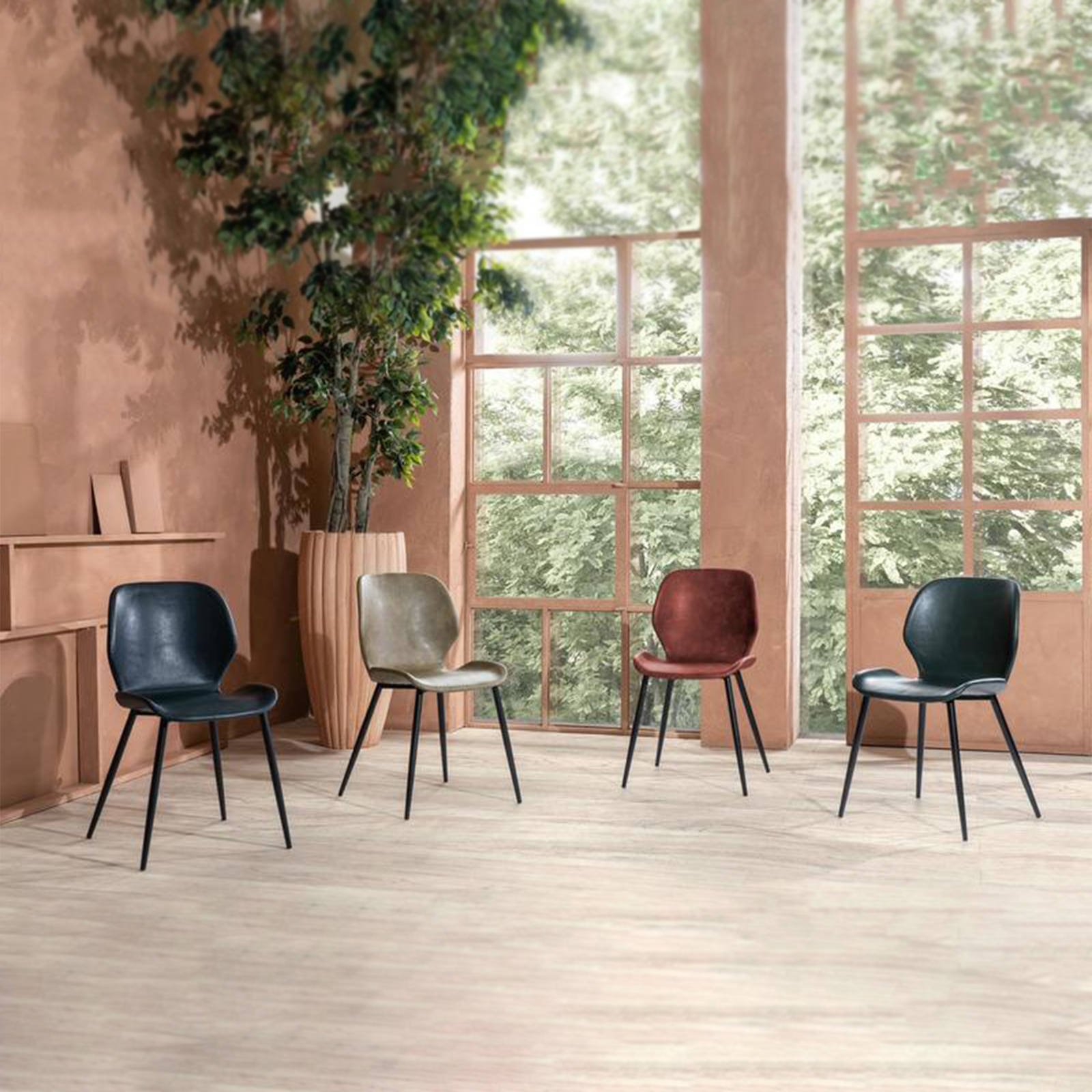 Set di sedie eleganti in similpelle "Liam" soft touch vintage cm 45x55 83h