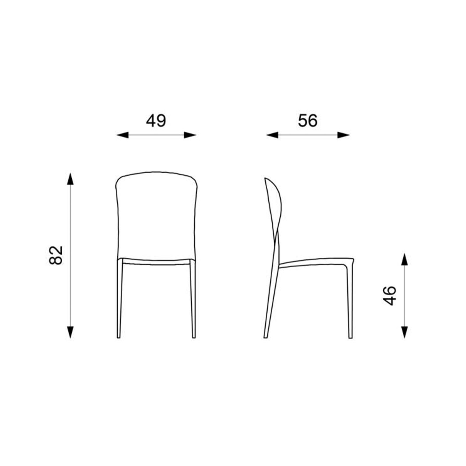 Set di sedie moderne in similcuoio "Glicine" da soggiorno eleganti cm 56x49 82h