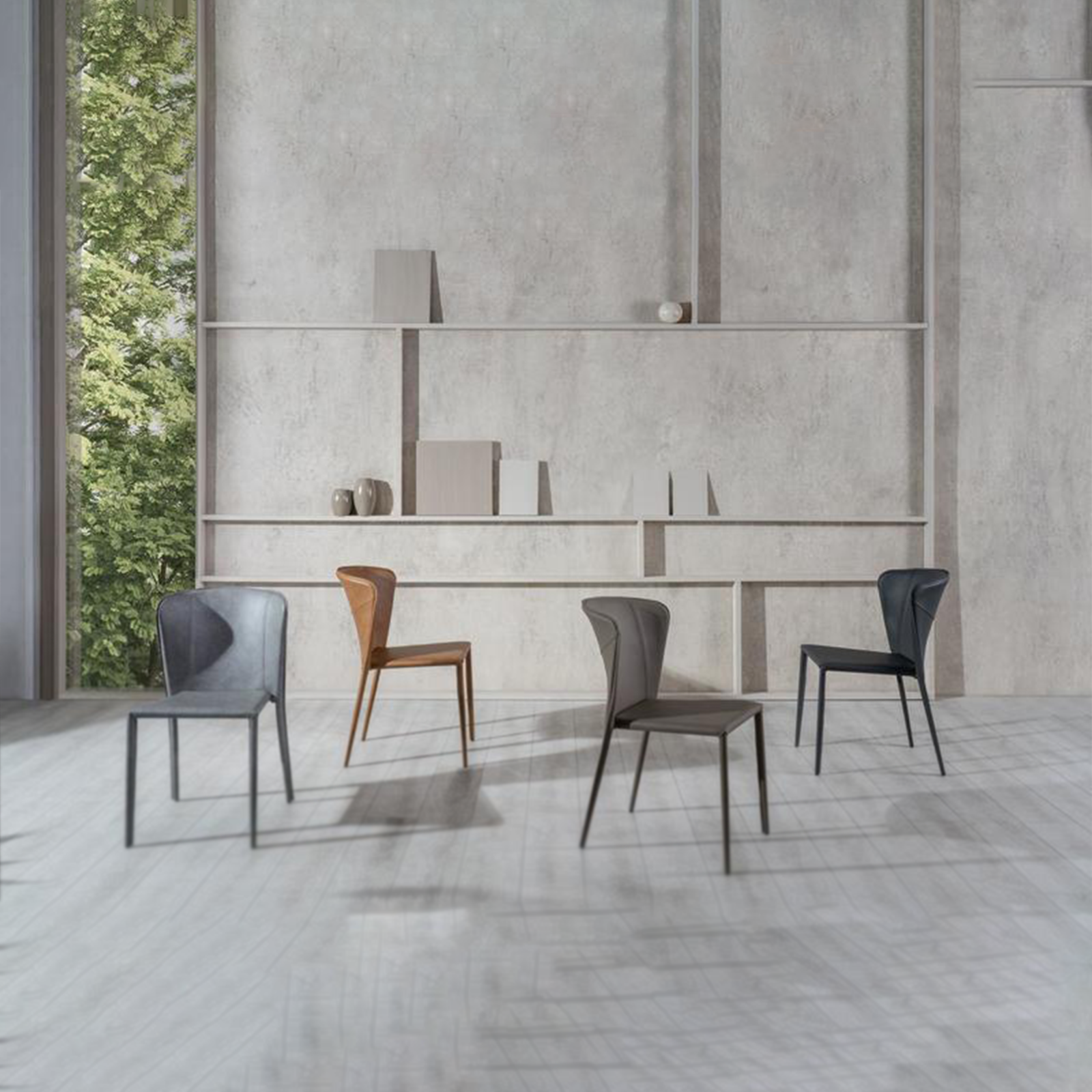 Set sedie moderne in similcuoio "Break" da soggiorno eleganti cm 56x49 82h