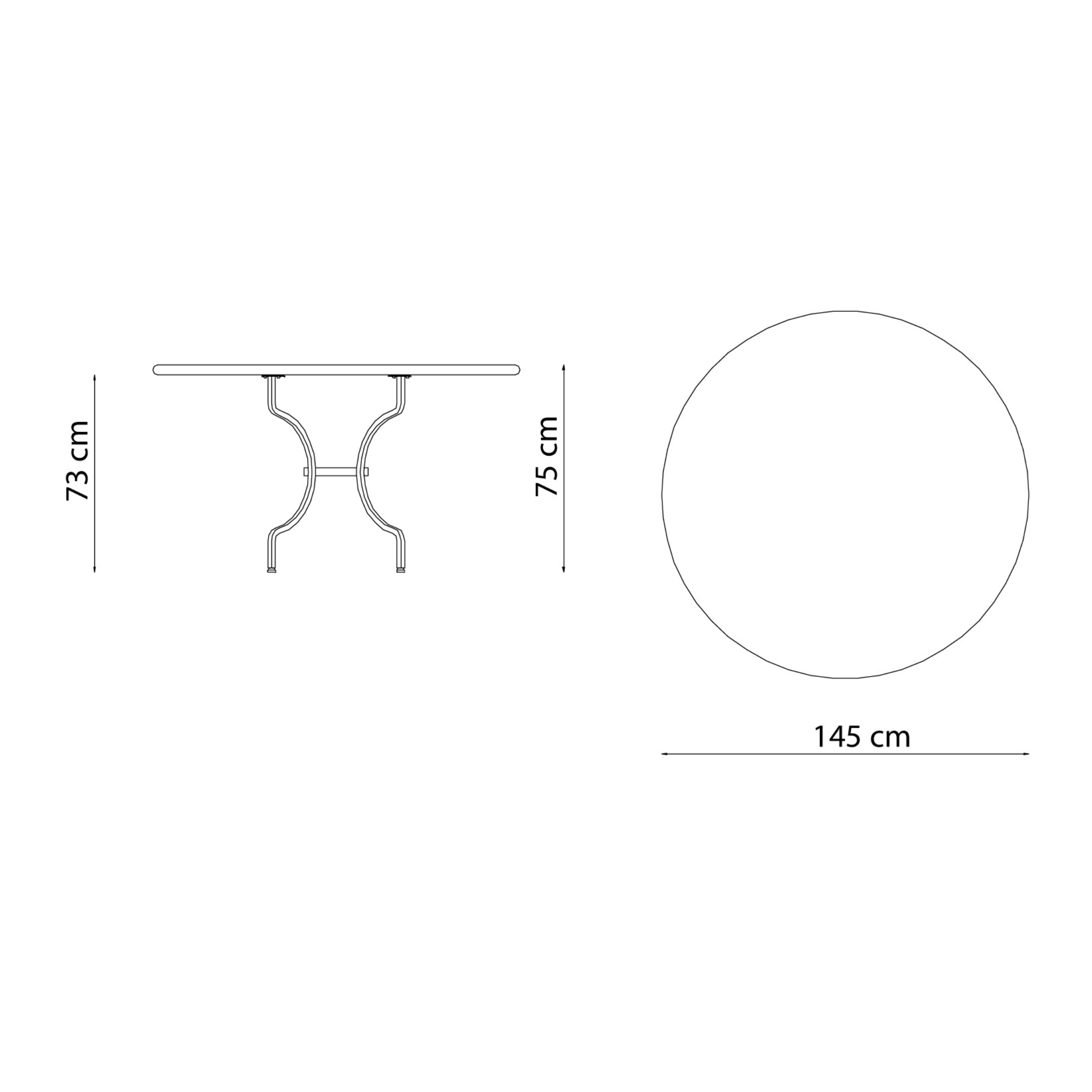 Tavolo tondo da pranzo in metallo zincato "Tosca" per giardino cm 145x145 75h