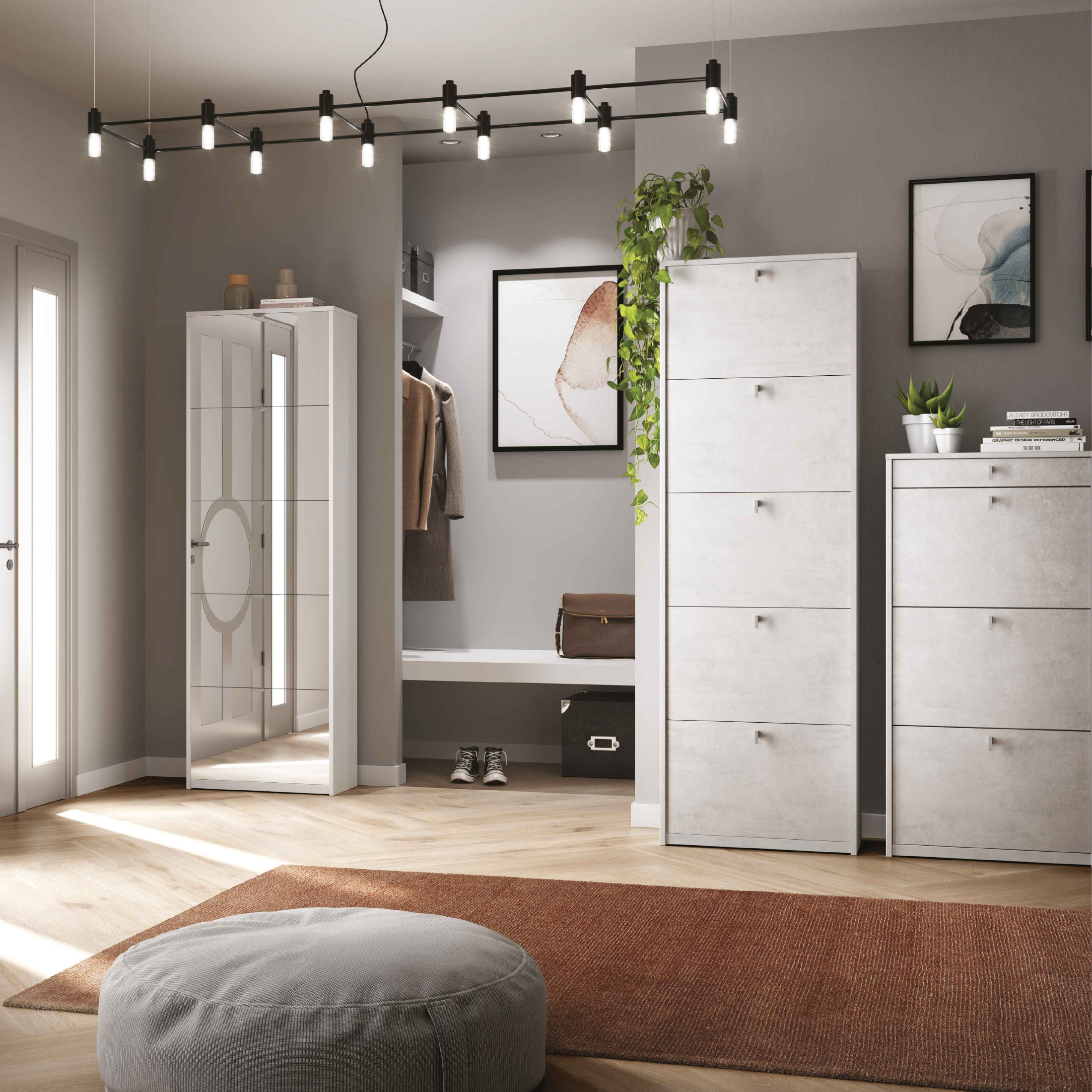 Scarpiera a specchio 5 ante "Pegaso1" in legno cm 63x29 190h