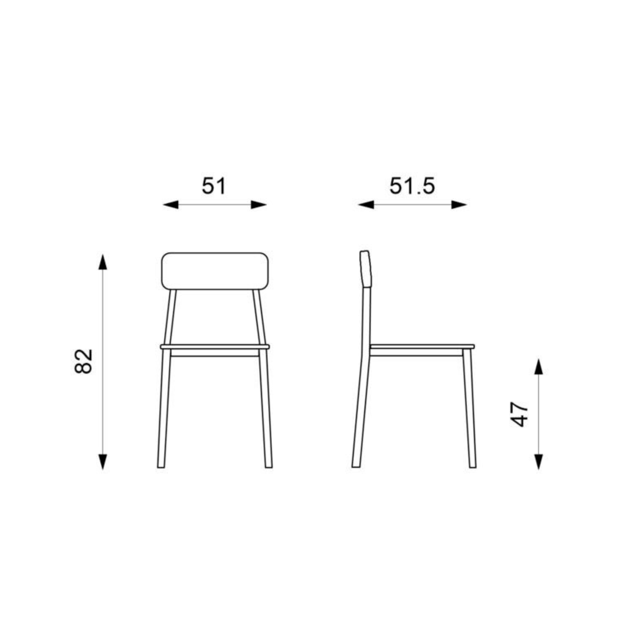 Set di sedie moderne in legno laccato "Ade" da pranzo struttura in metallo cm 51,5x51 82h