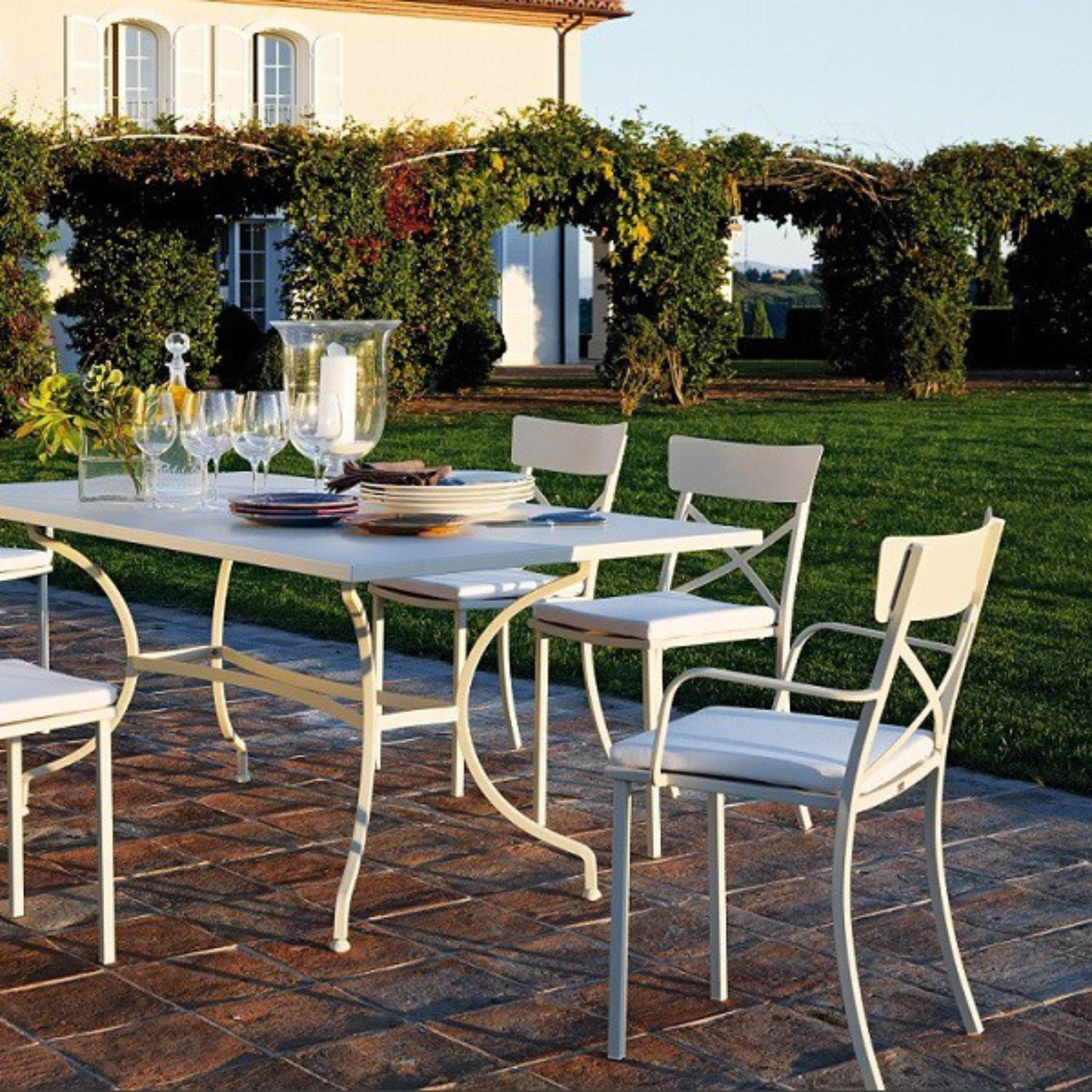 Tavolo rettangolare da pranzo in metallo zincato "Tosca" per giardino cm 180x90 75h