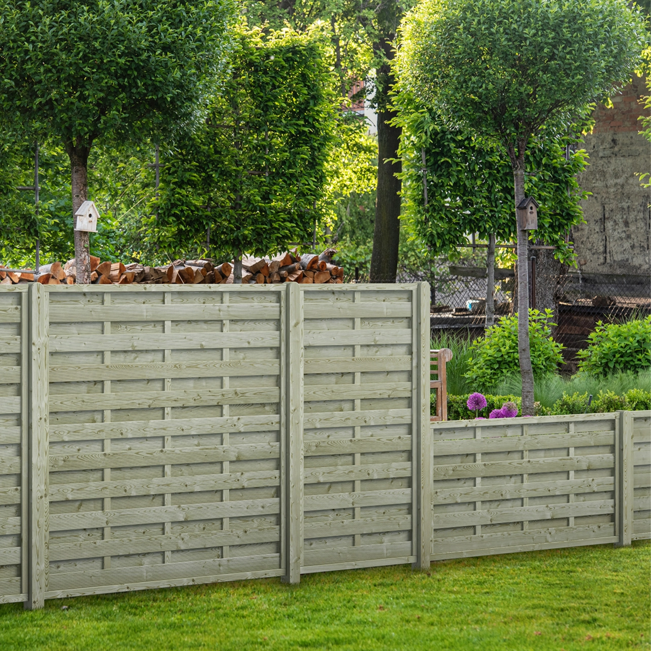 Pannello frangivista "Caterina" in legno di conifera impregnato h 180 cm