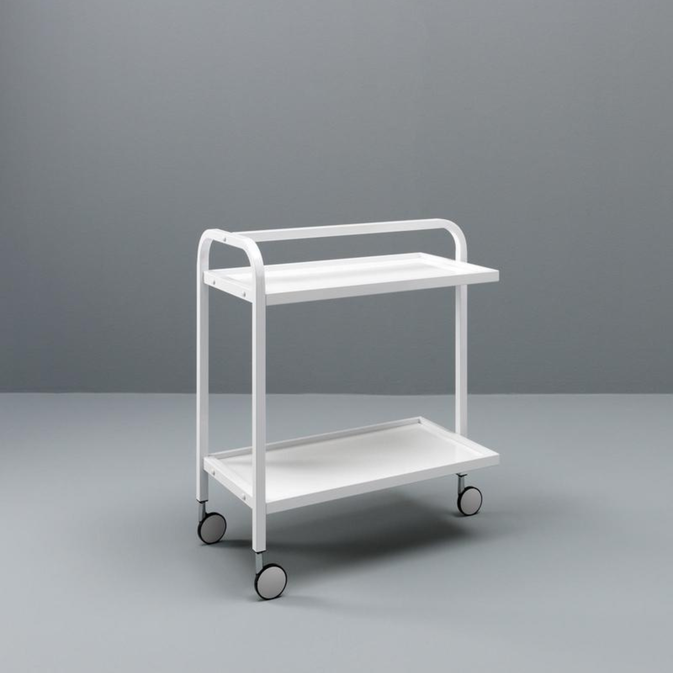 Carrello porta bevande "Riz" in metallo bianco con 2 piani cm 75x40 80h