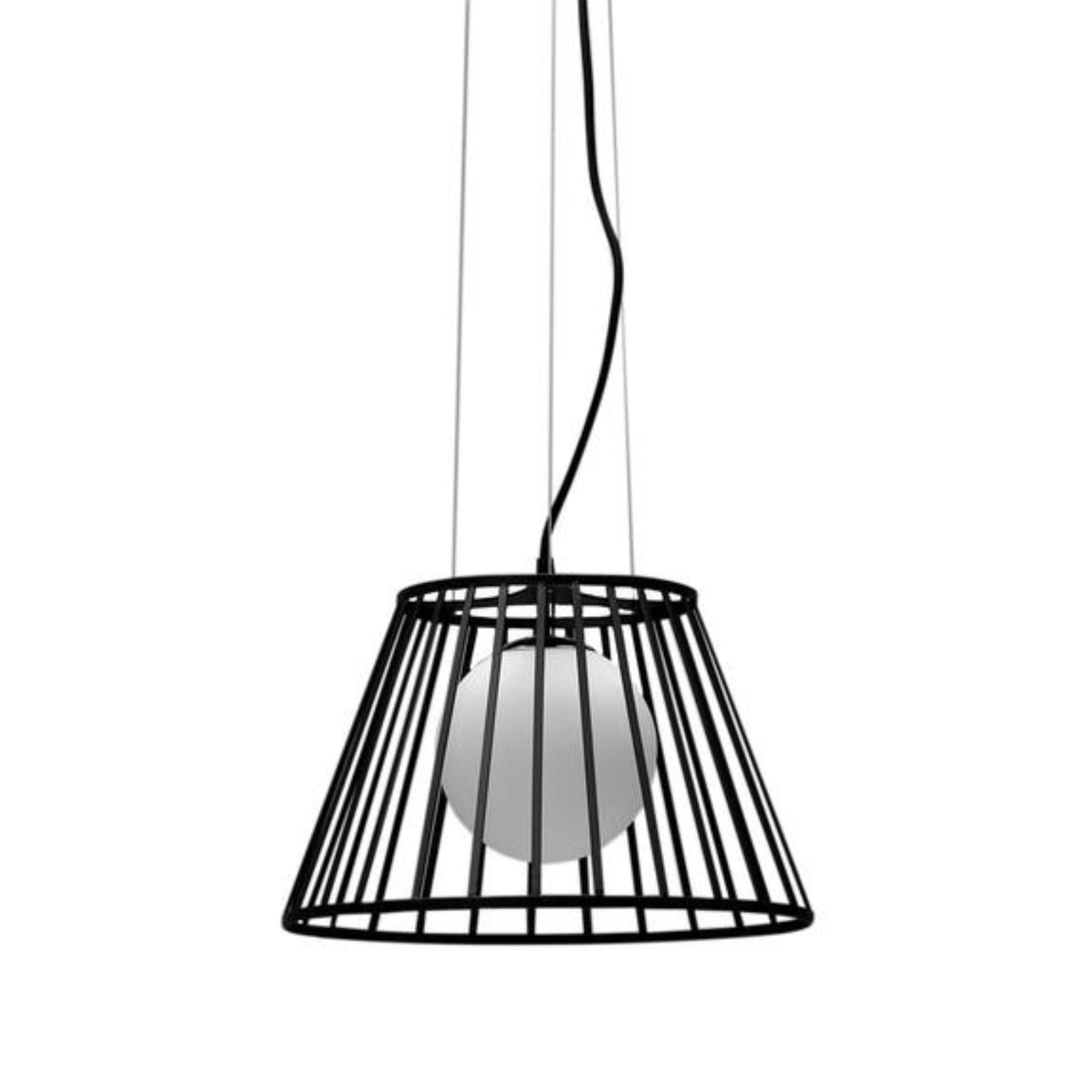 Suspension "Cage" en métal noir, câble orientable 35x35 cm 120h