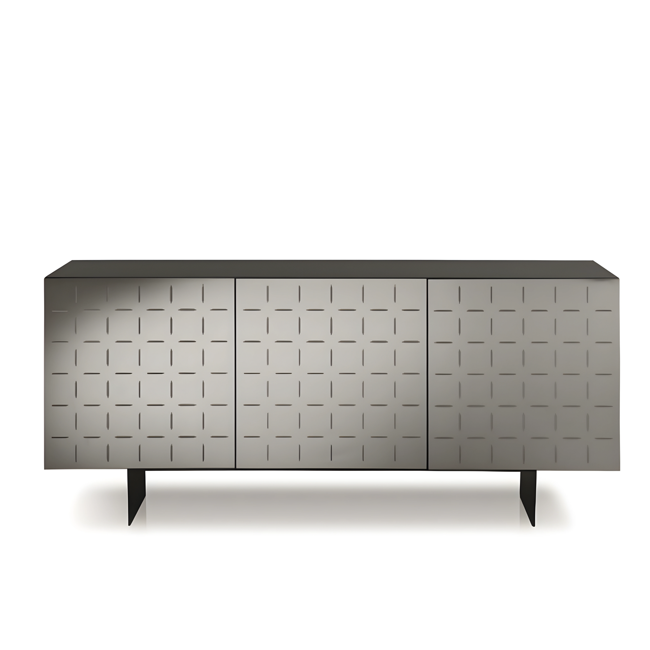 Buffet moderne 3 portes "Cassia" en mélaminé avec miroir 180x50 h80 cm