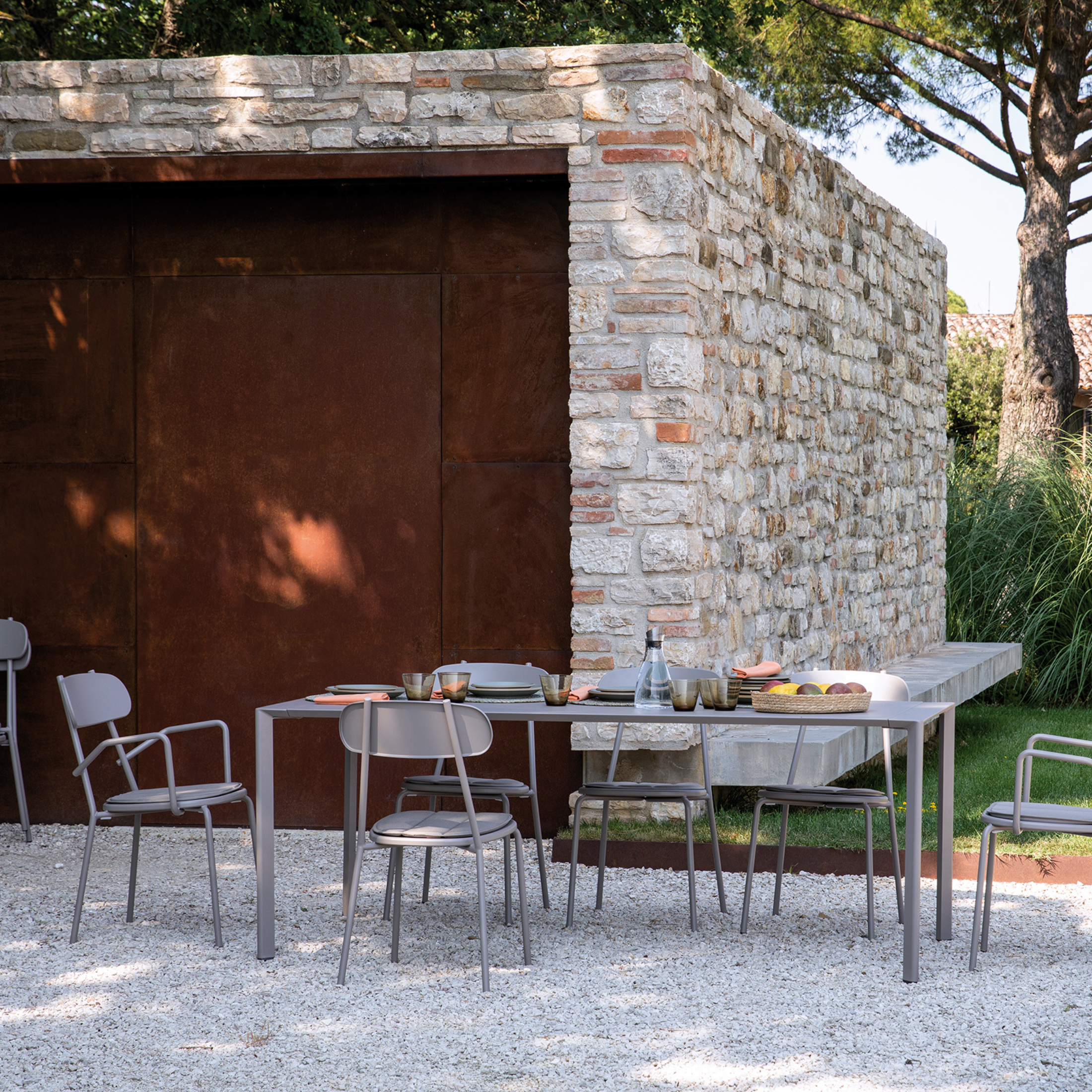 Set di sedie "Fox" da giardino in metallo verniciato impilabili cm 53x53 84h