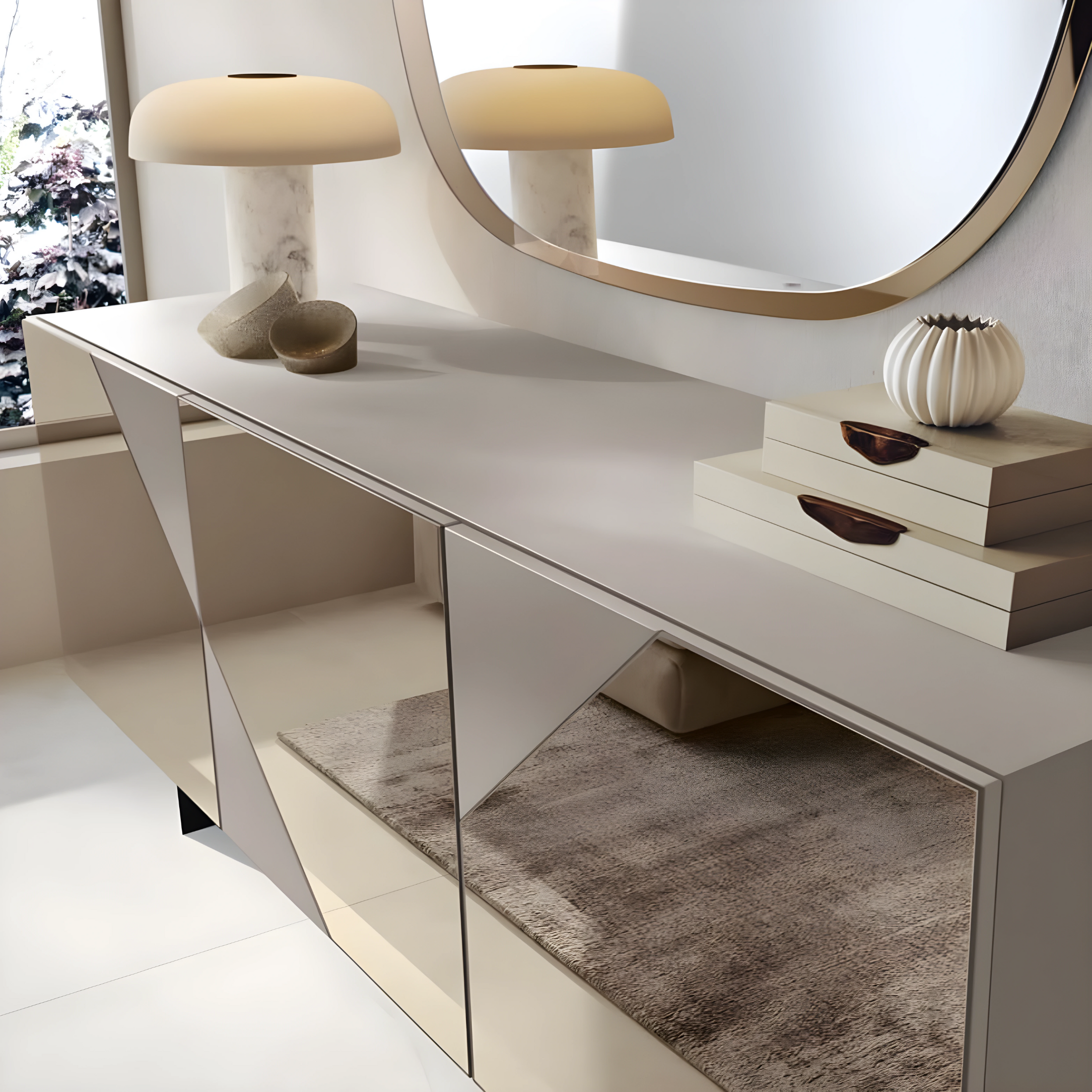 Madia 3 ante da ingresso moderna "Arte180" già assemblata ante specchiate cm 180x50 h80