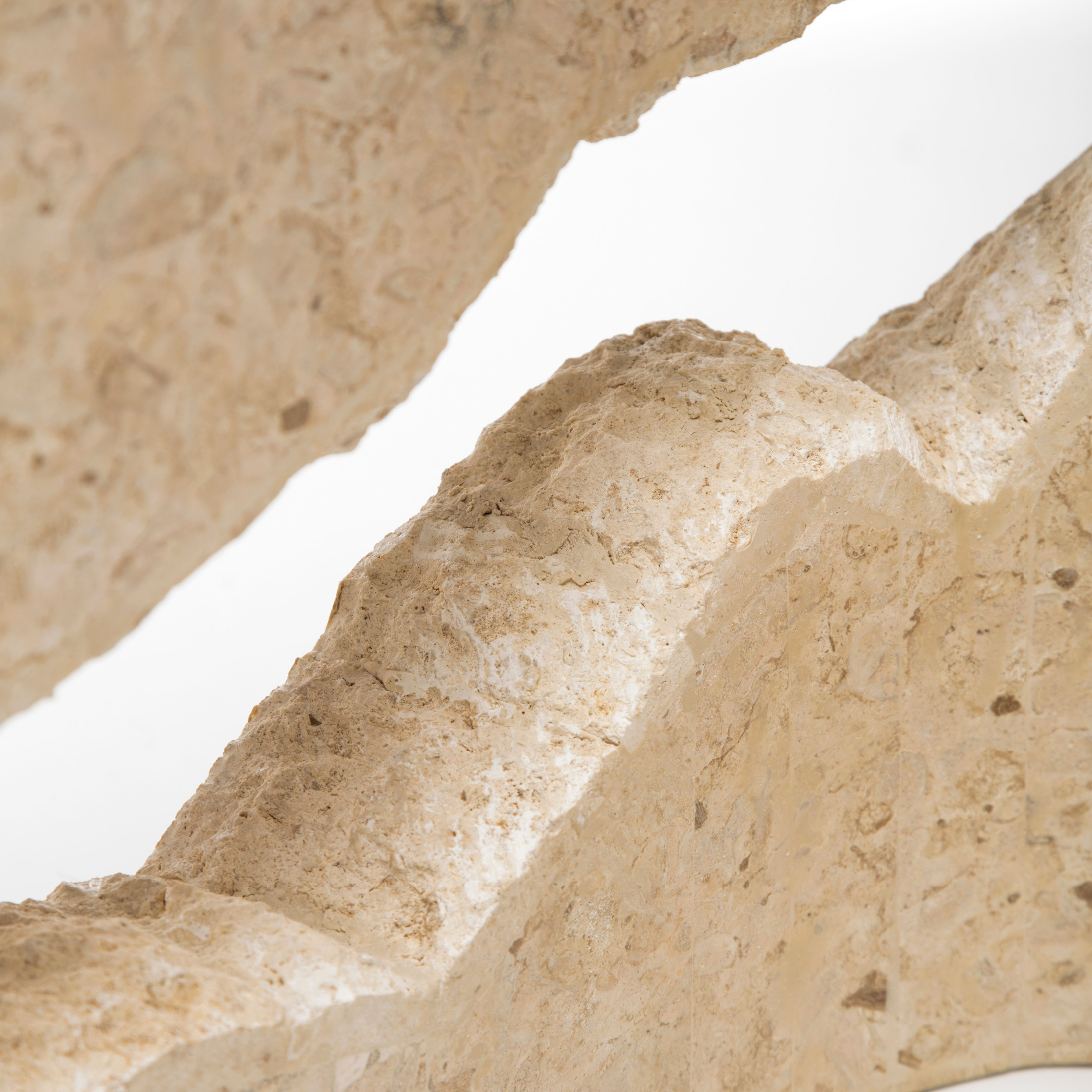 Mesita baja en piedra fósil "Fiocco" tapa de cristal templado 120x70 cm 37h