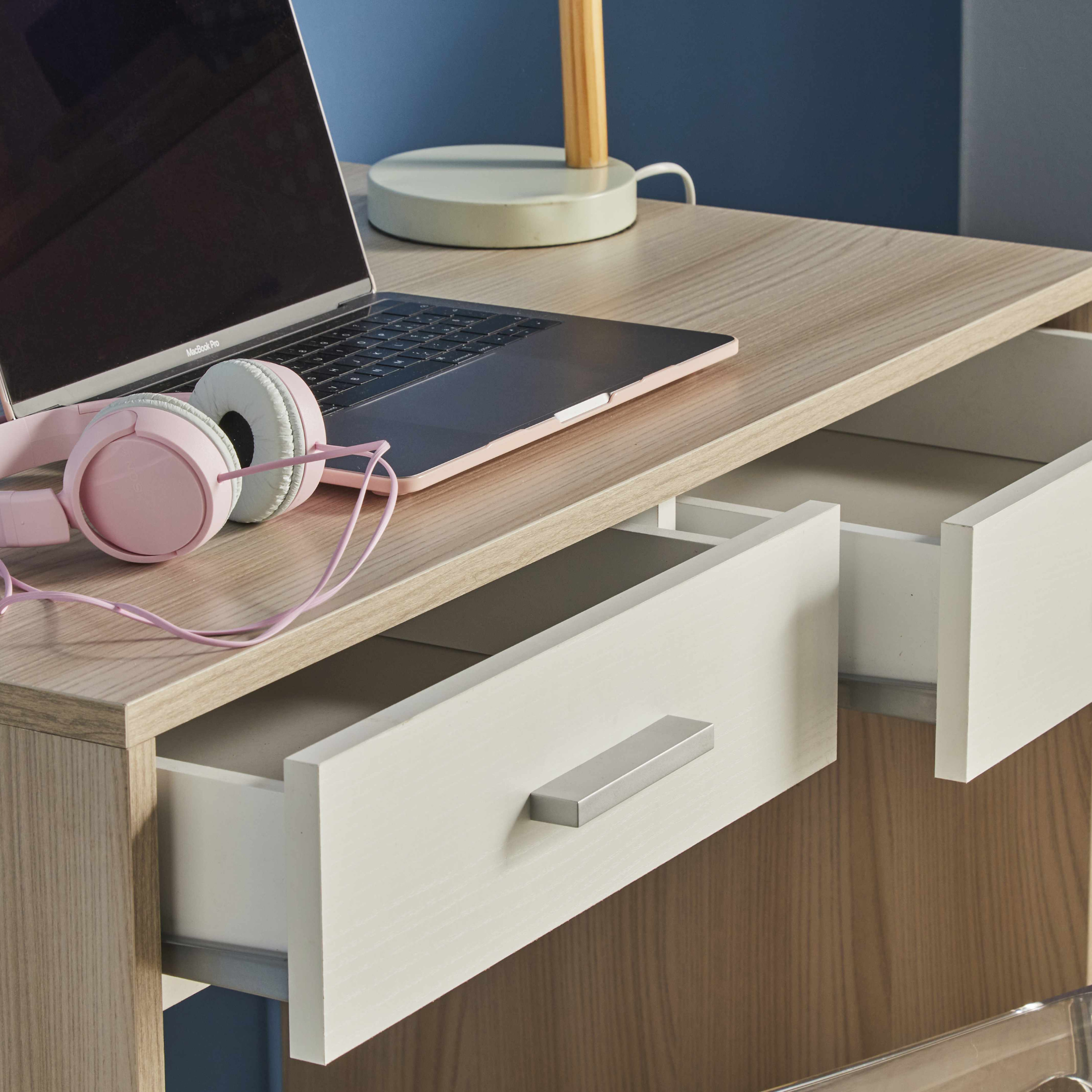 Scrivania moderna 2 cassetti "Vanda" in legno cm 91x55 76h