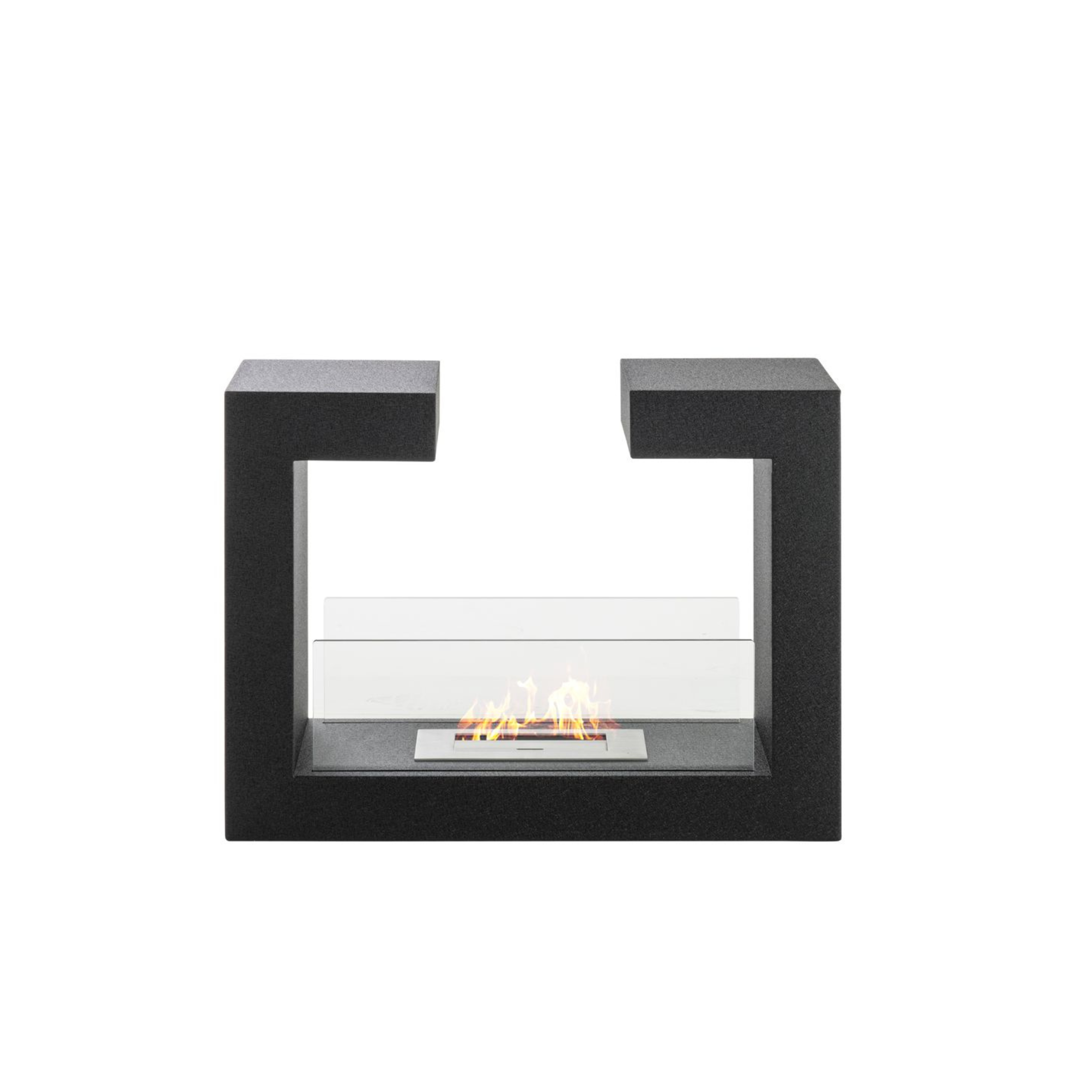 Caminetto bioetanolo "Tete A Tete" da terra in vetro temperato cm 78x25 58h