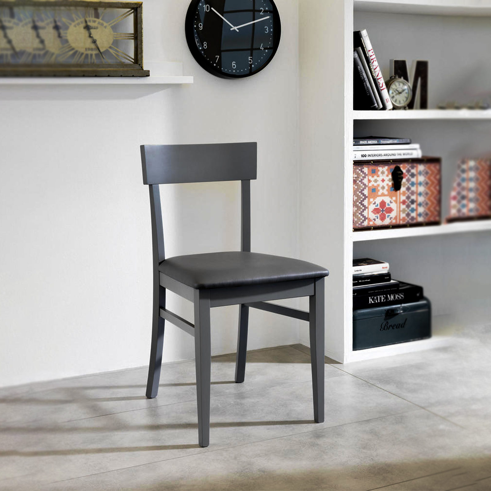 Set di sedie da soggiorno "Siena" in legno laccato imbottite moderne cm 44x45 82h