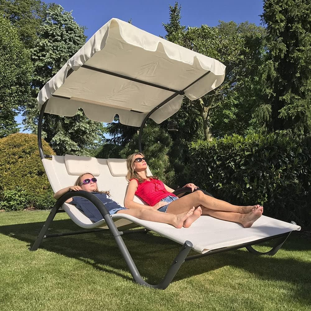 Tumbona doble "Garden Sun" de acero regulable 205x138 cm 150h