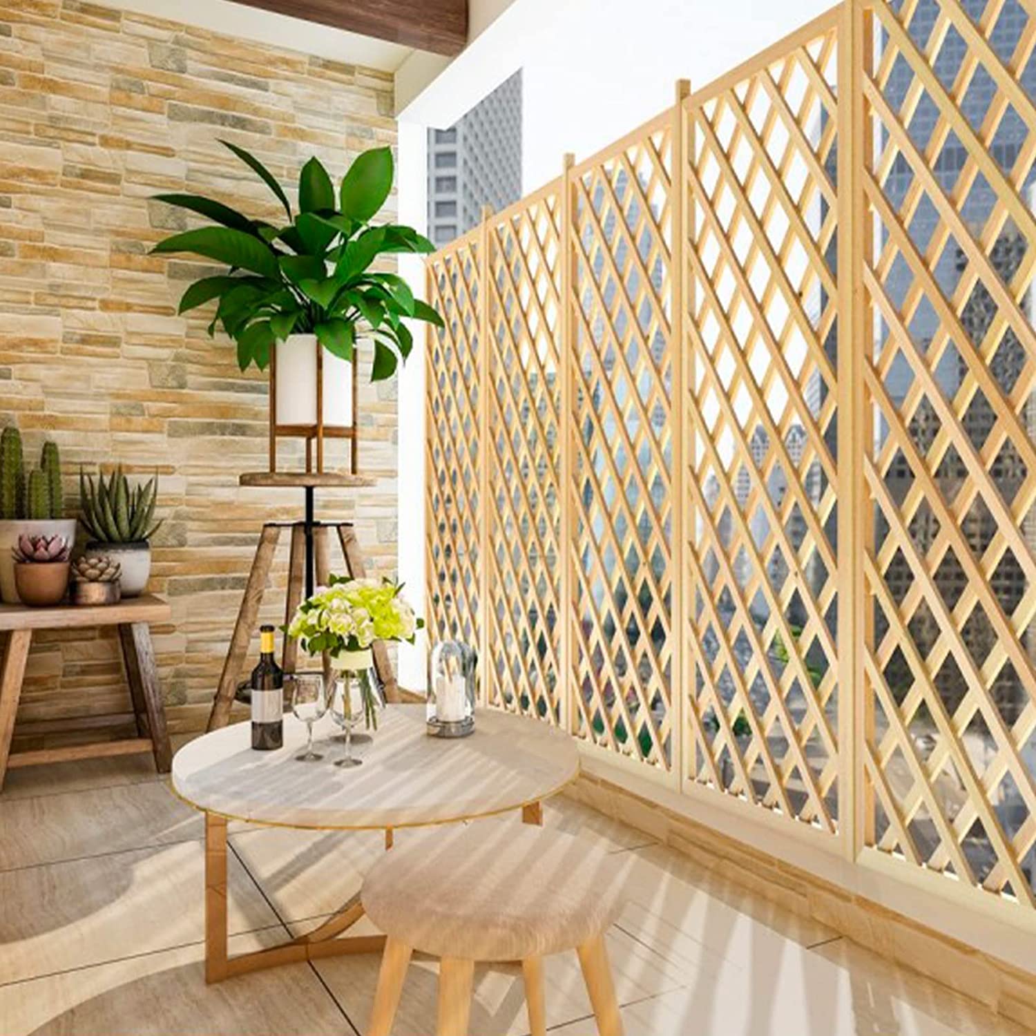 Pannello grigliato Eco separatore in legno di pino impregnato in autoclave cm 180h