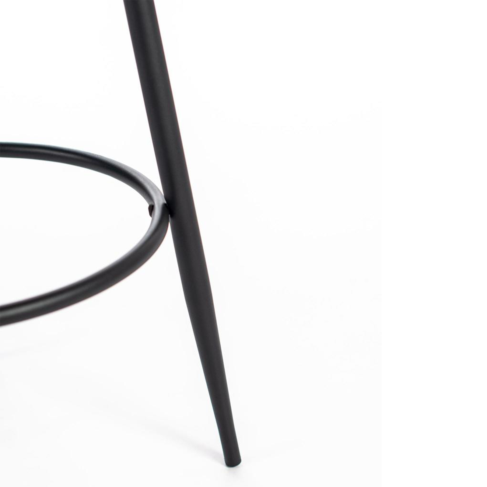 Set di sgabelli alti tondi "Ron" in tessuto imbottito beige con poggiapiedi cm 51x51 77,5h