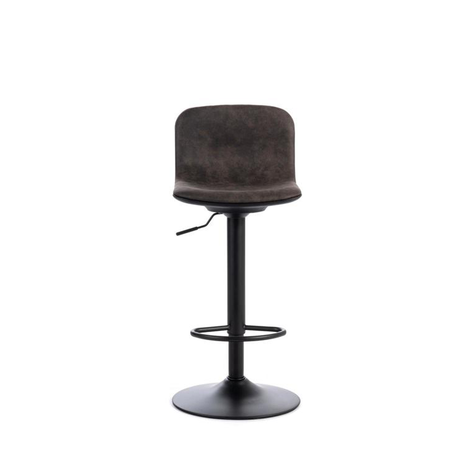 Tabouret haut "Teo" en tissu avec vérin à gaz et repose-pieds 45x39 cm 86h