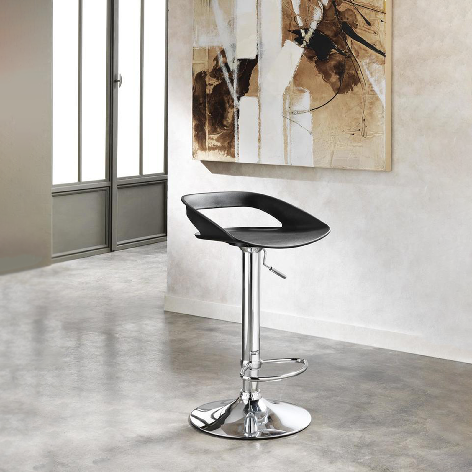 Tabouret haut "Glen" en polypropylène vérin à gaz repose-pieds 40x40 cm 69h
