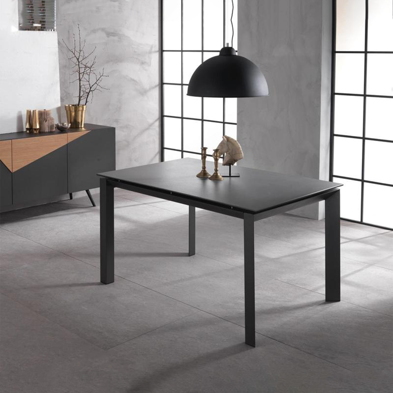 Tavolo allungabile Stones "Account" piano in ceramica gambe in alluminio cm 140/220x90 75h