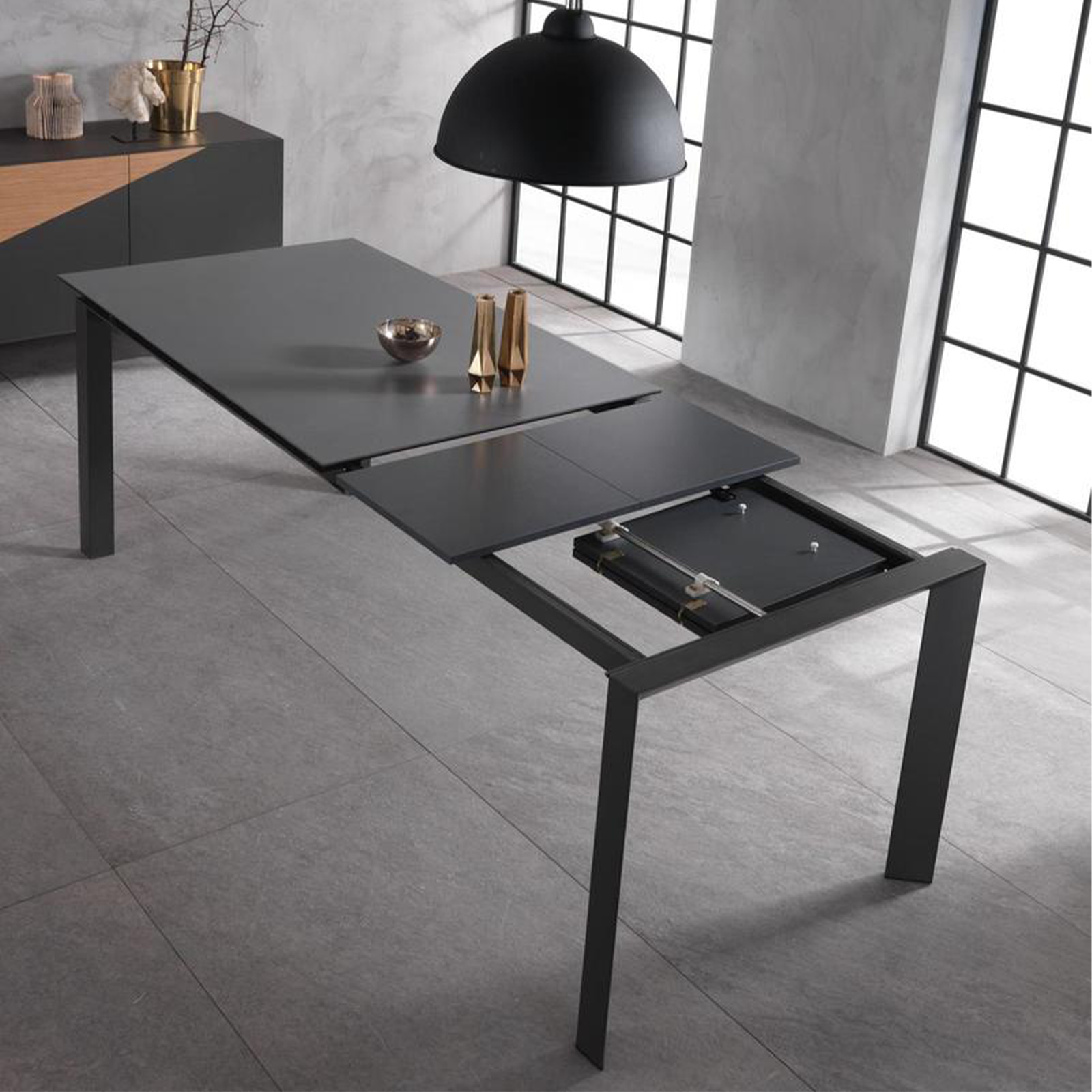 Tavolo allungabile Stones "Account" piano in ceramica gambe in alluminio cm 140/220x90 75h