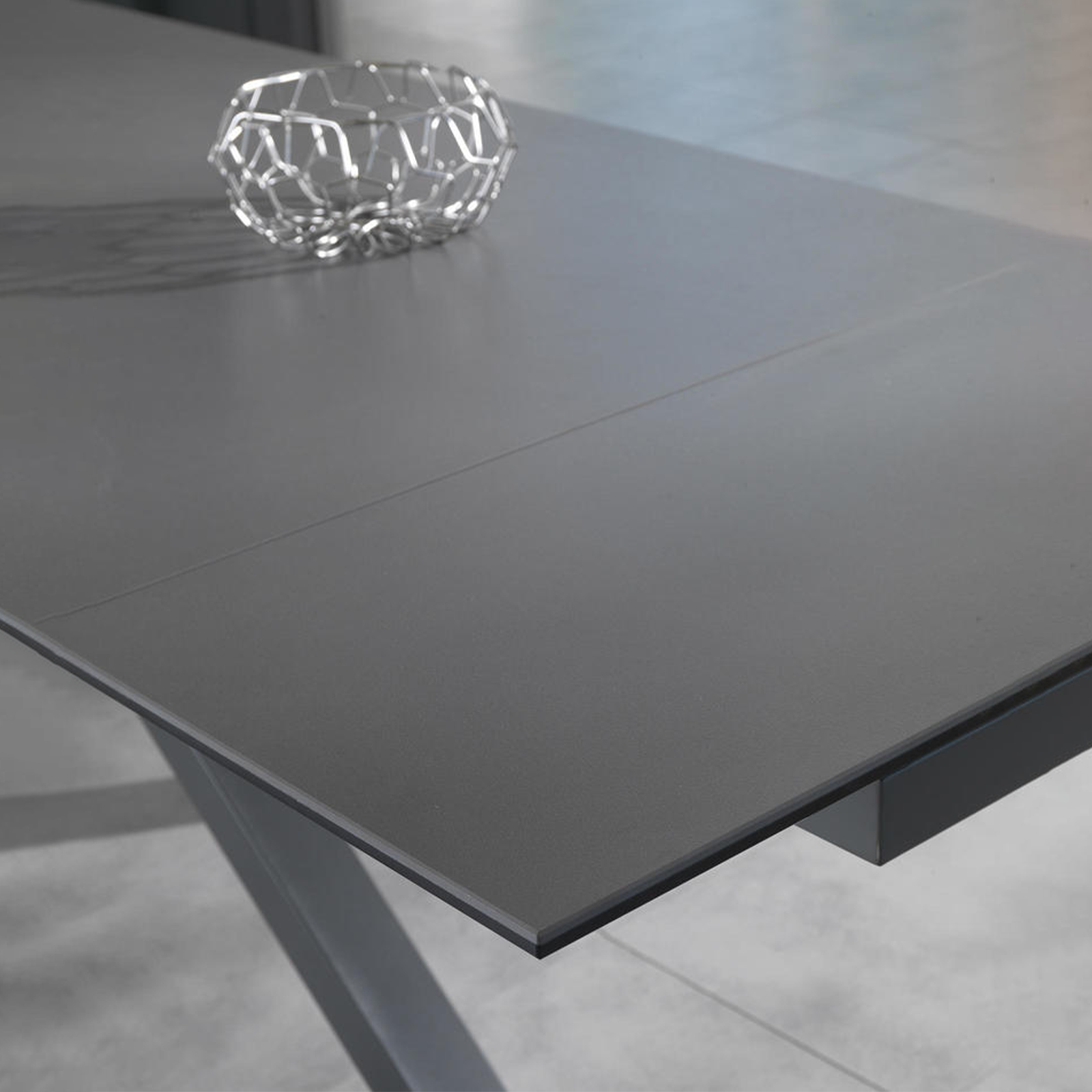 Tavolo allungabile "Daniel" piano su vetro temperato cm 160/240x90 76h
