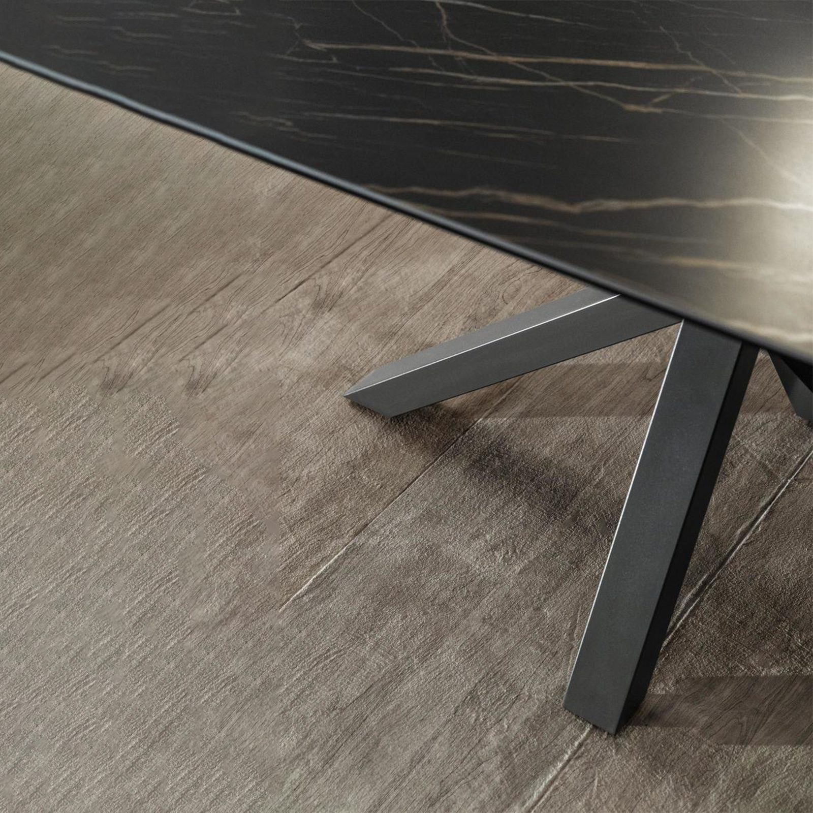 Tavolo allungabile "Daniel" piano su vetro temperato cm 160/240x90 76h