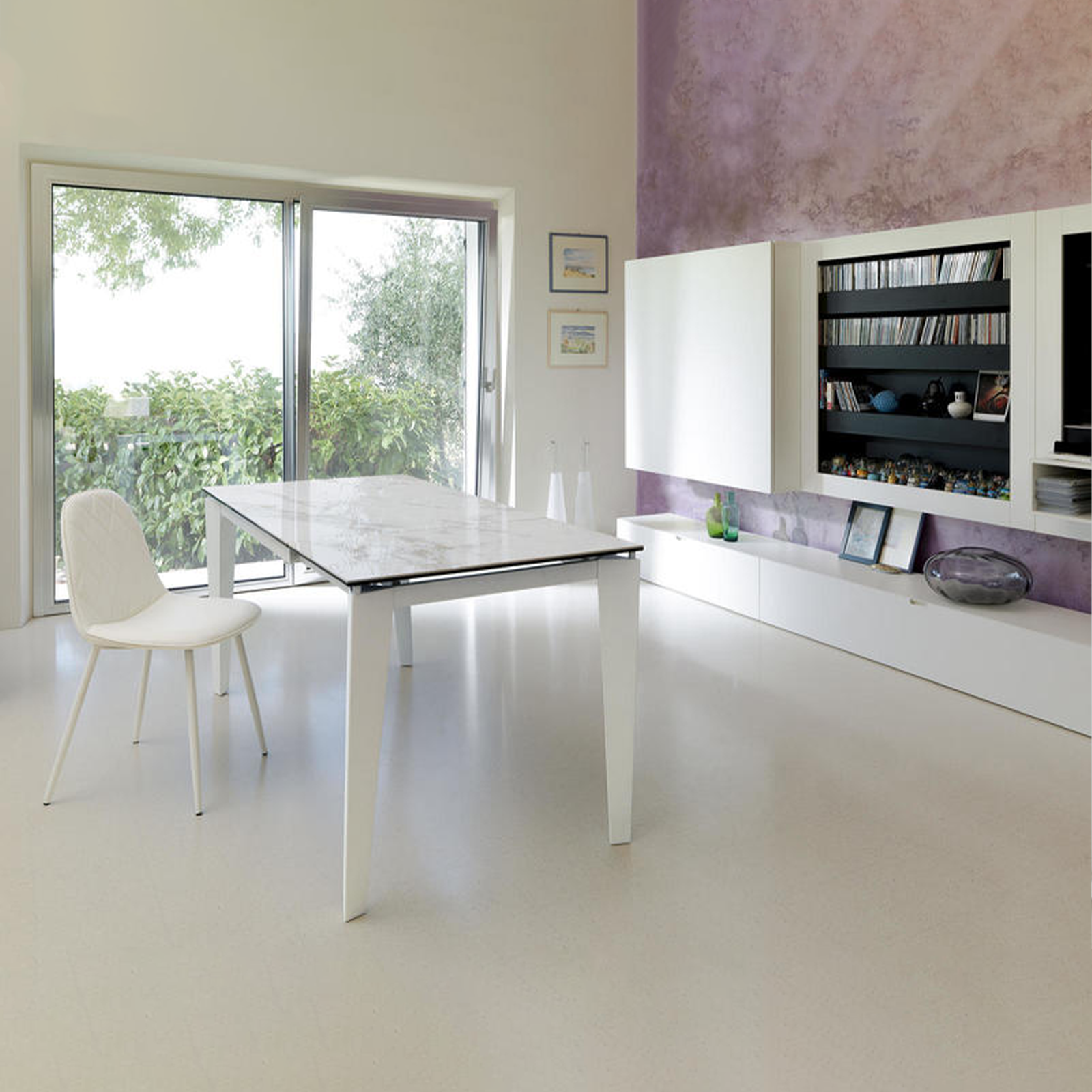 Mesa extensible de cristal templado ''Ceramica 2'' 80x120/170 h76